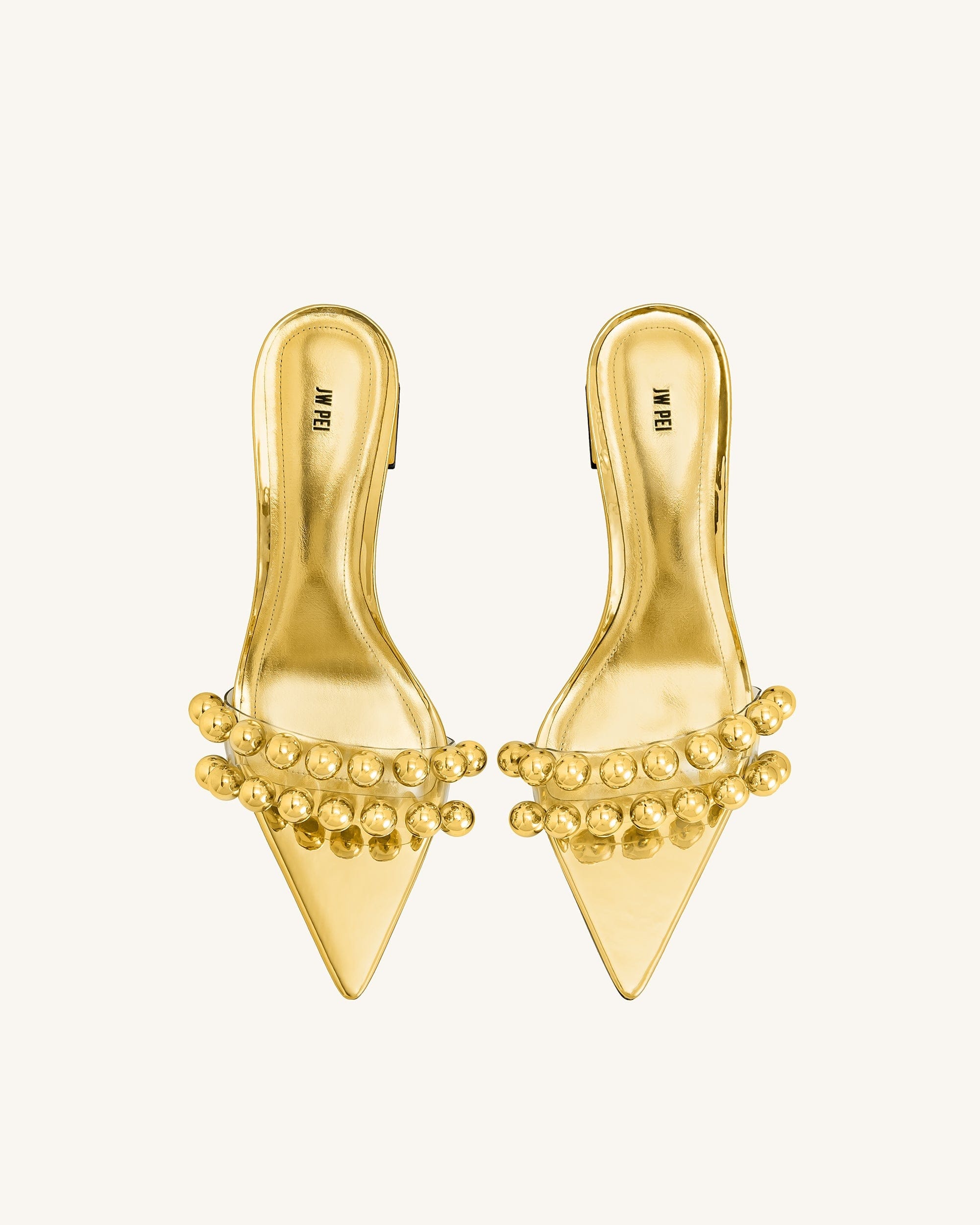 Jw Pei Gianna Beaded Strap Mules Gold