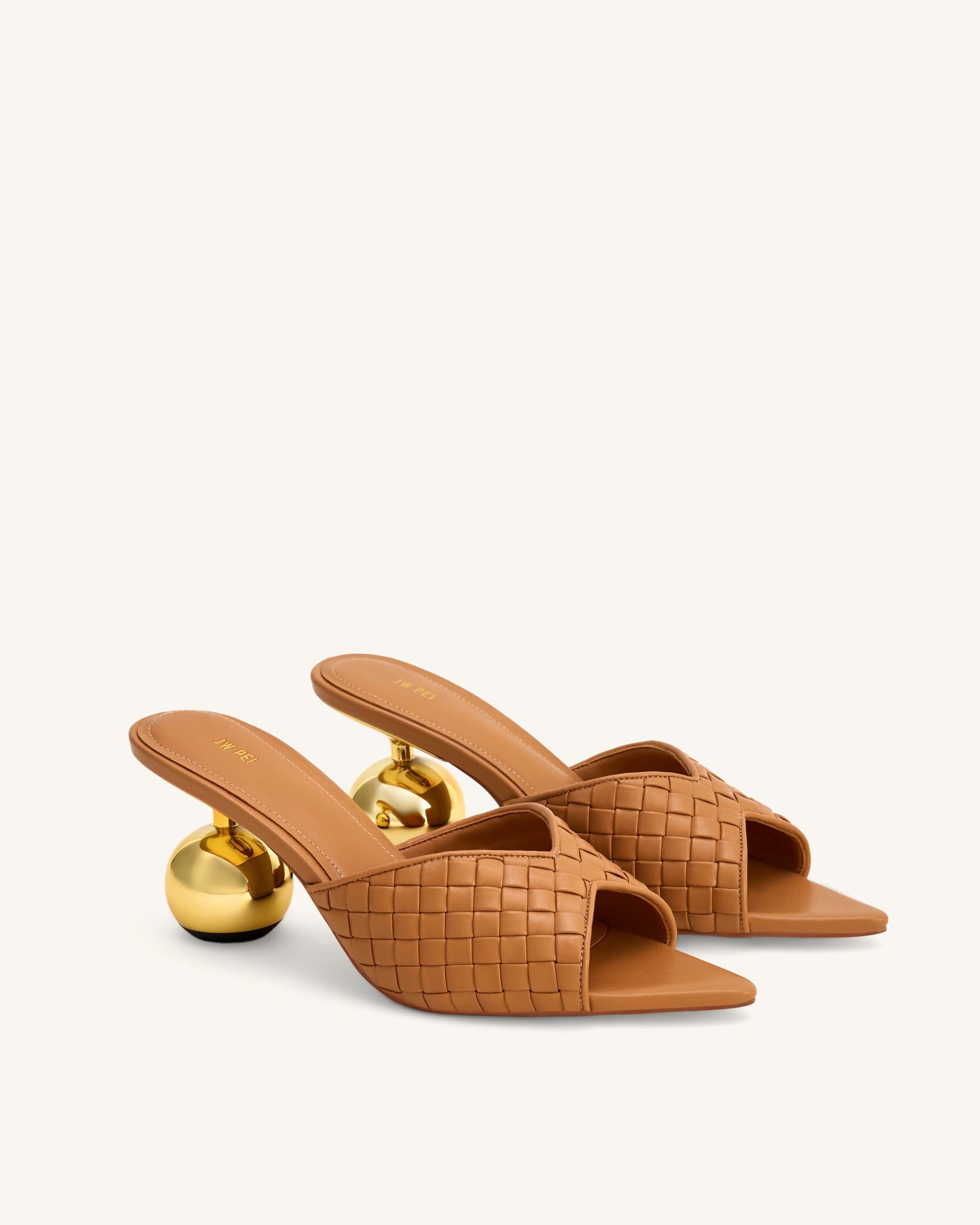 Jw Pei Ellie Braided Sphere Heel Mules Khaki