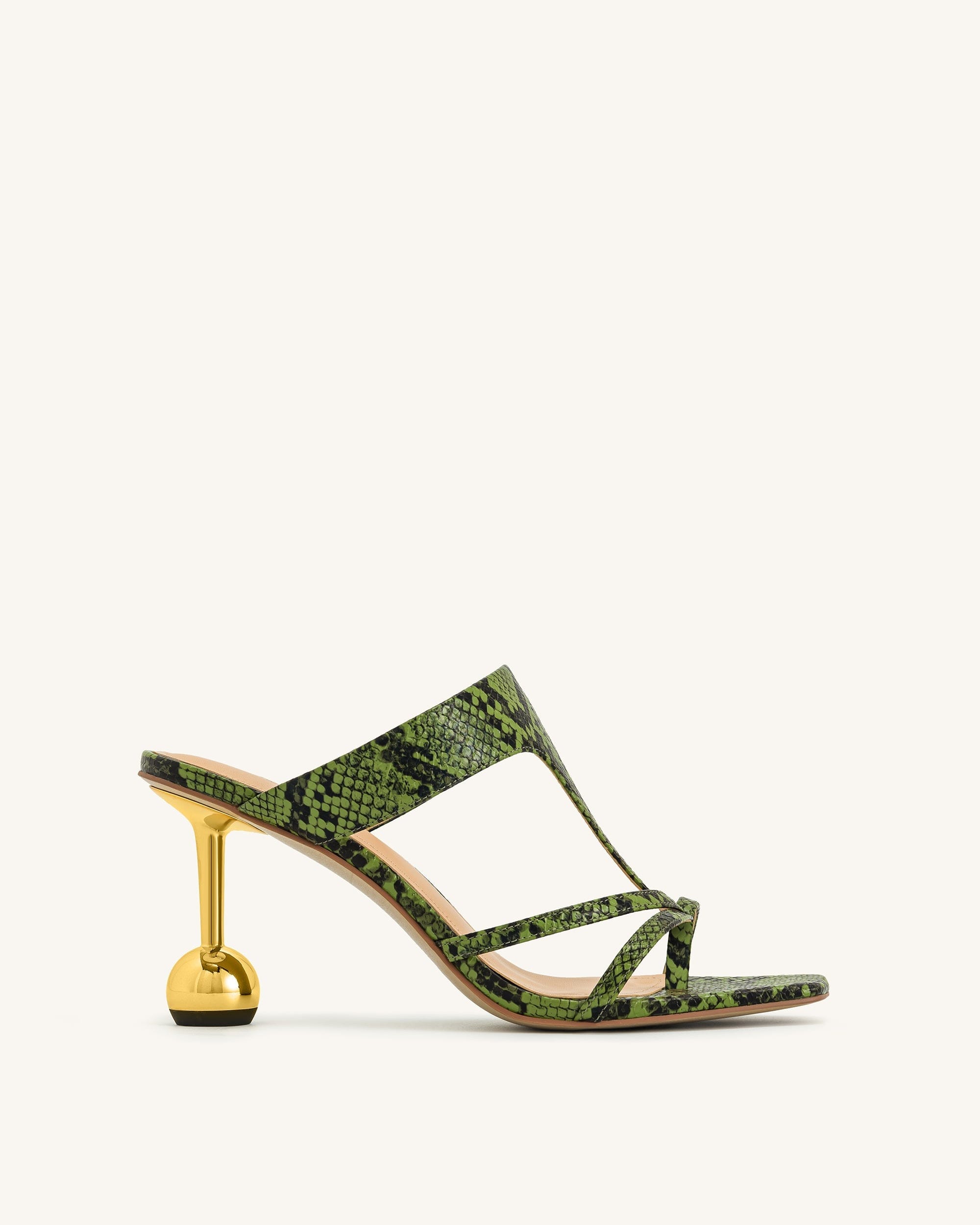 Jw Pei Cora Snakeskin Heeled Flip Flops Green