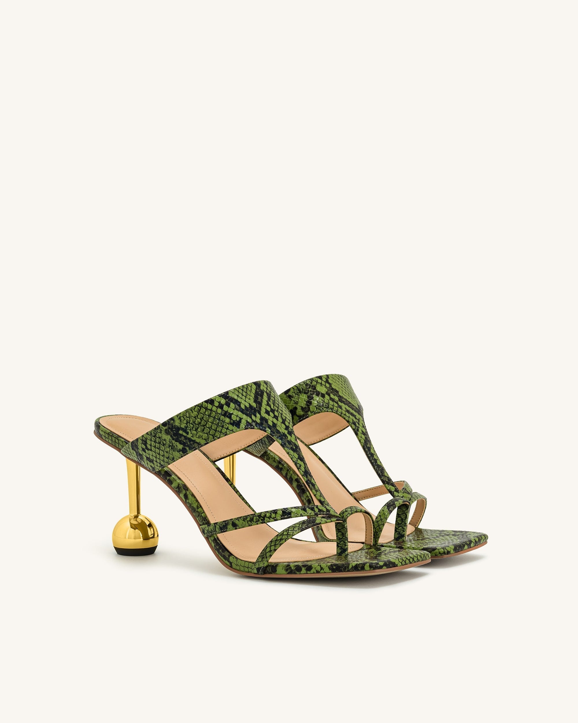 Jw Pei Cora Snakeskin Heeled Flip Flops Green