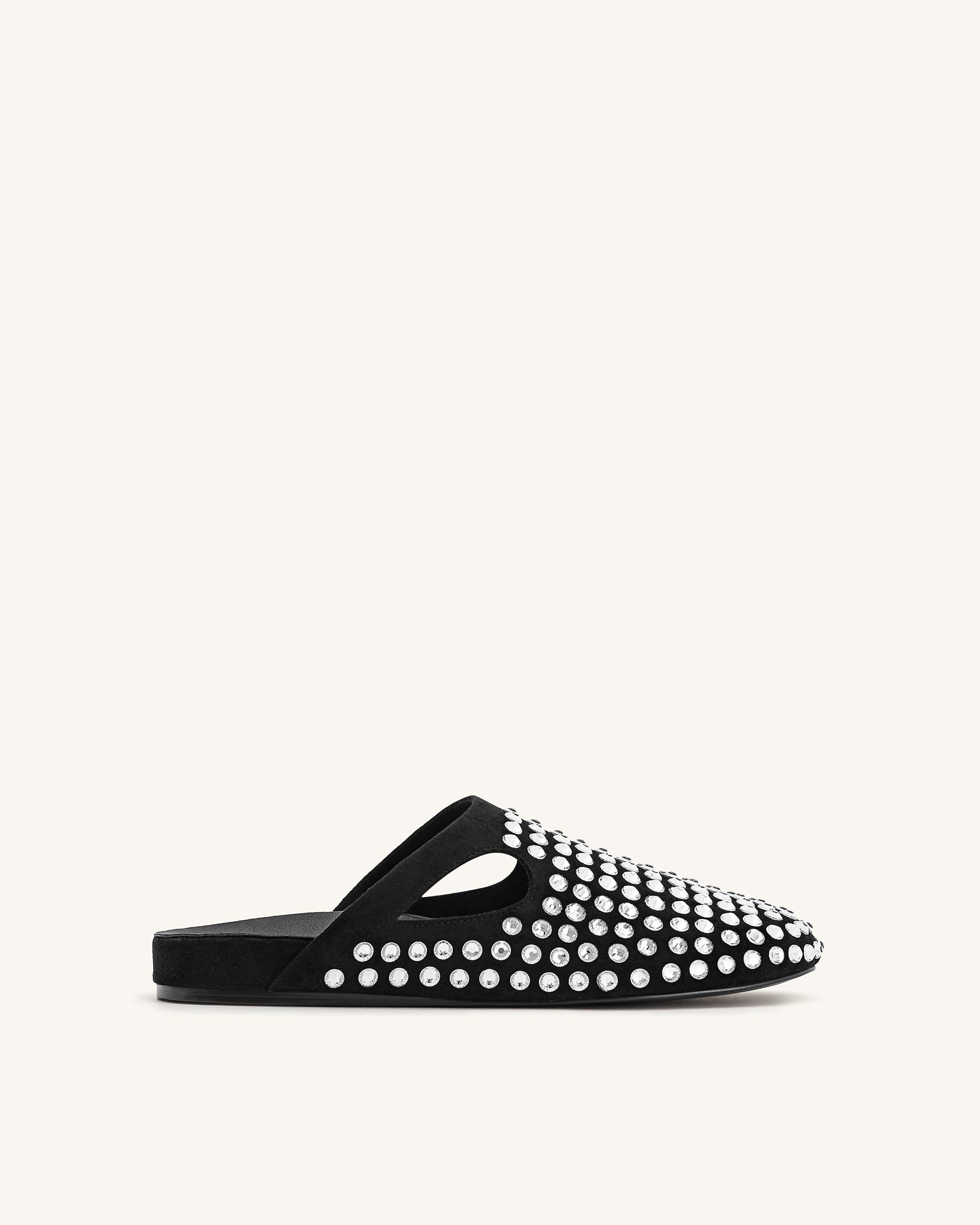 Jw Pei Athena Artificial Crystal Flat Mules Black