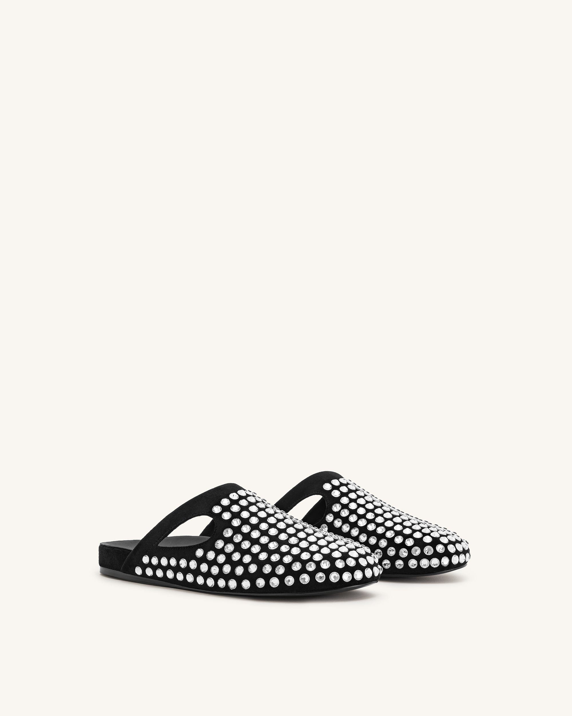 Jw Pei Athena Artificial Crystal Flat Mules Black