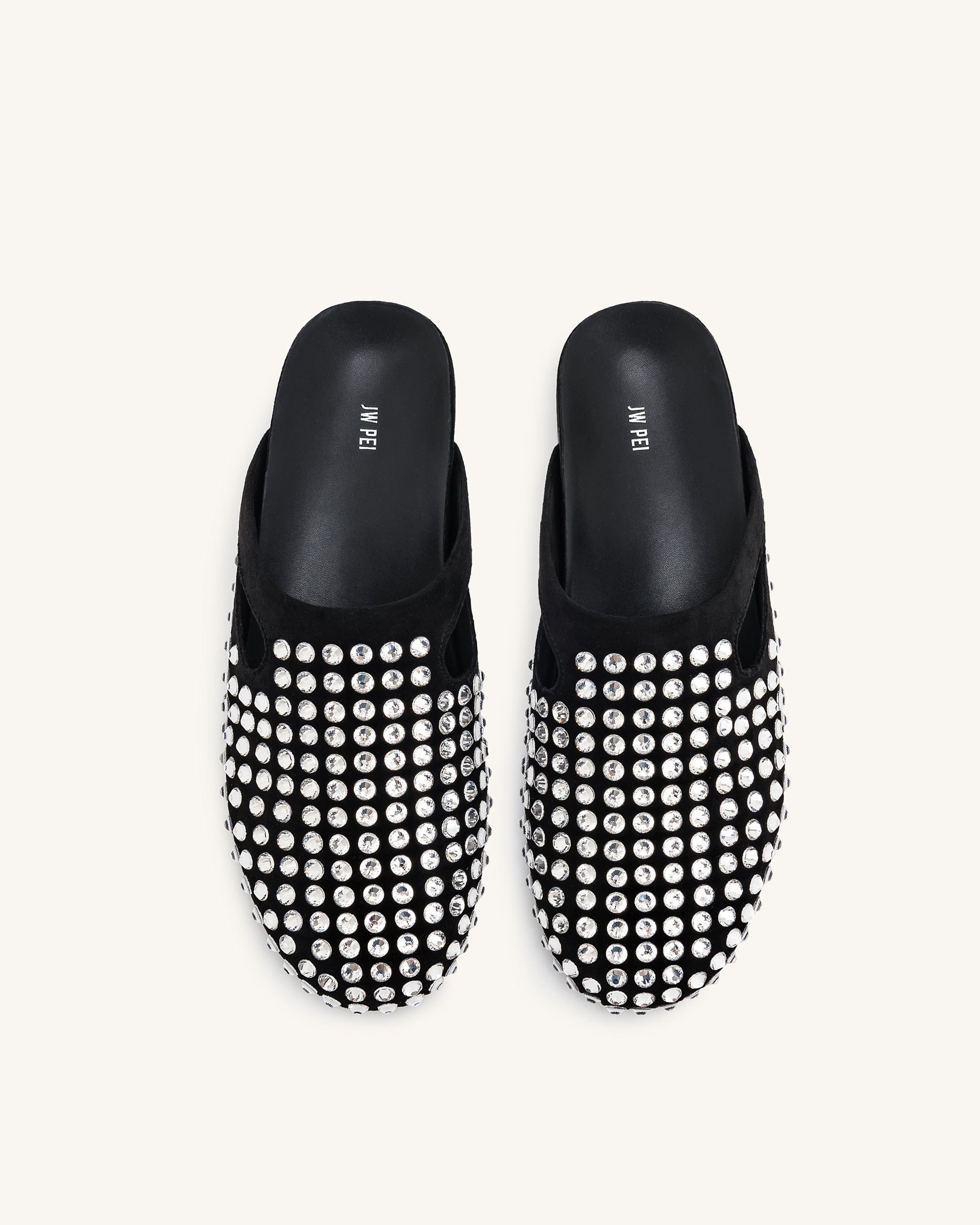 Jw Pei Athena Artificial Crystal Flat Mules Black