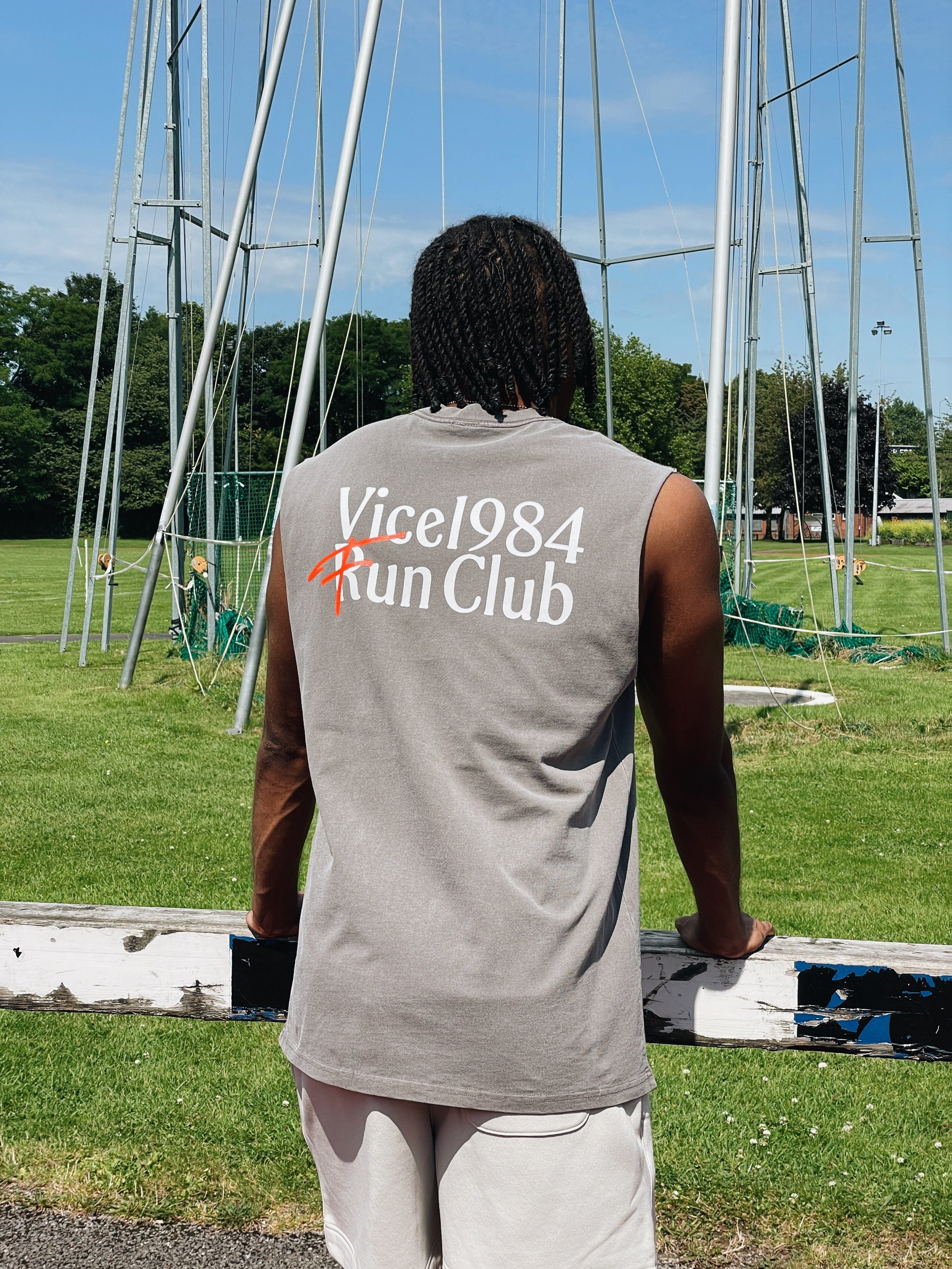 Vice 84 Fun Club Active Tank - Faded Grey