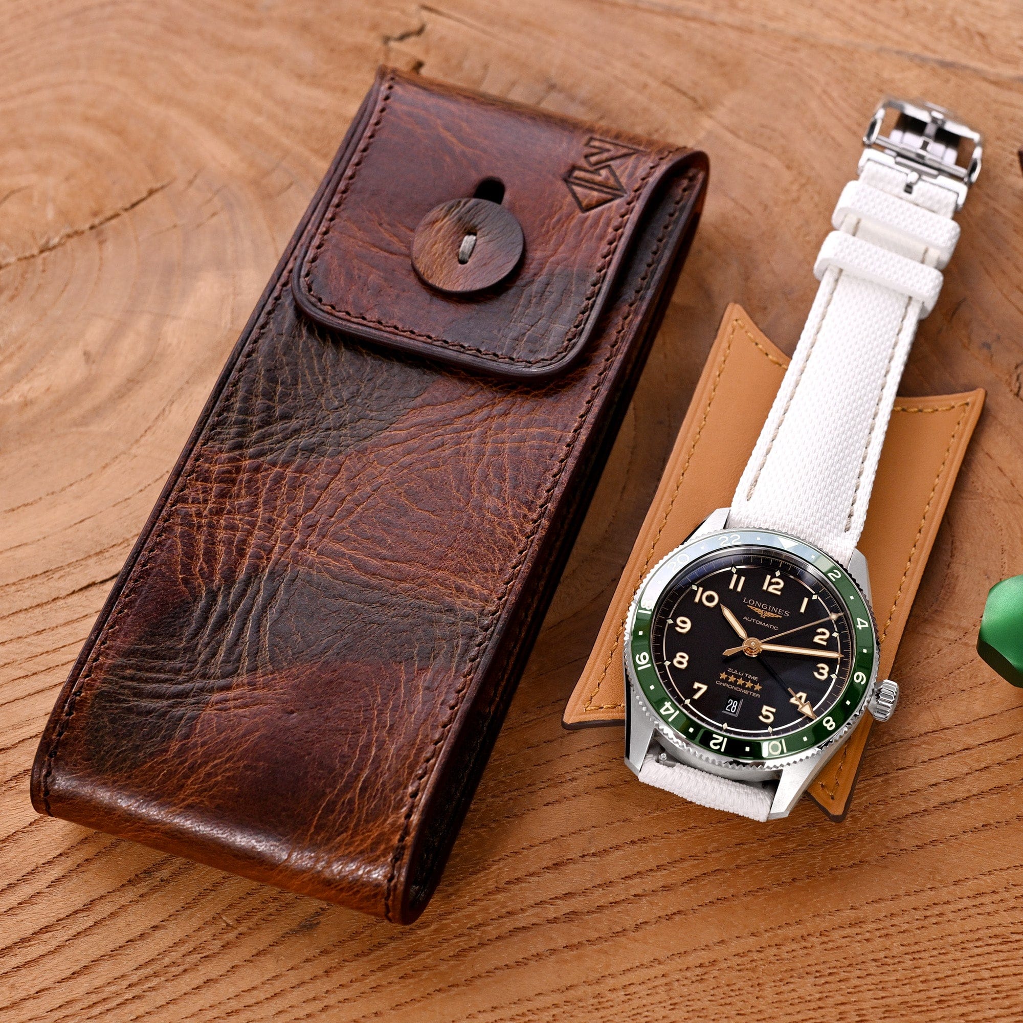 Miltat MT - 3 Italian Leather Watch Pouch in Camo Pattern for Watch Strap