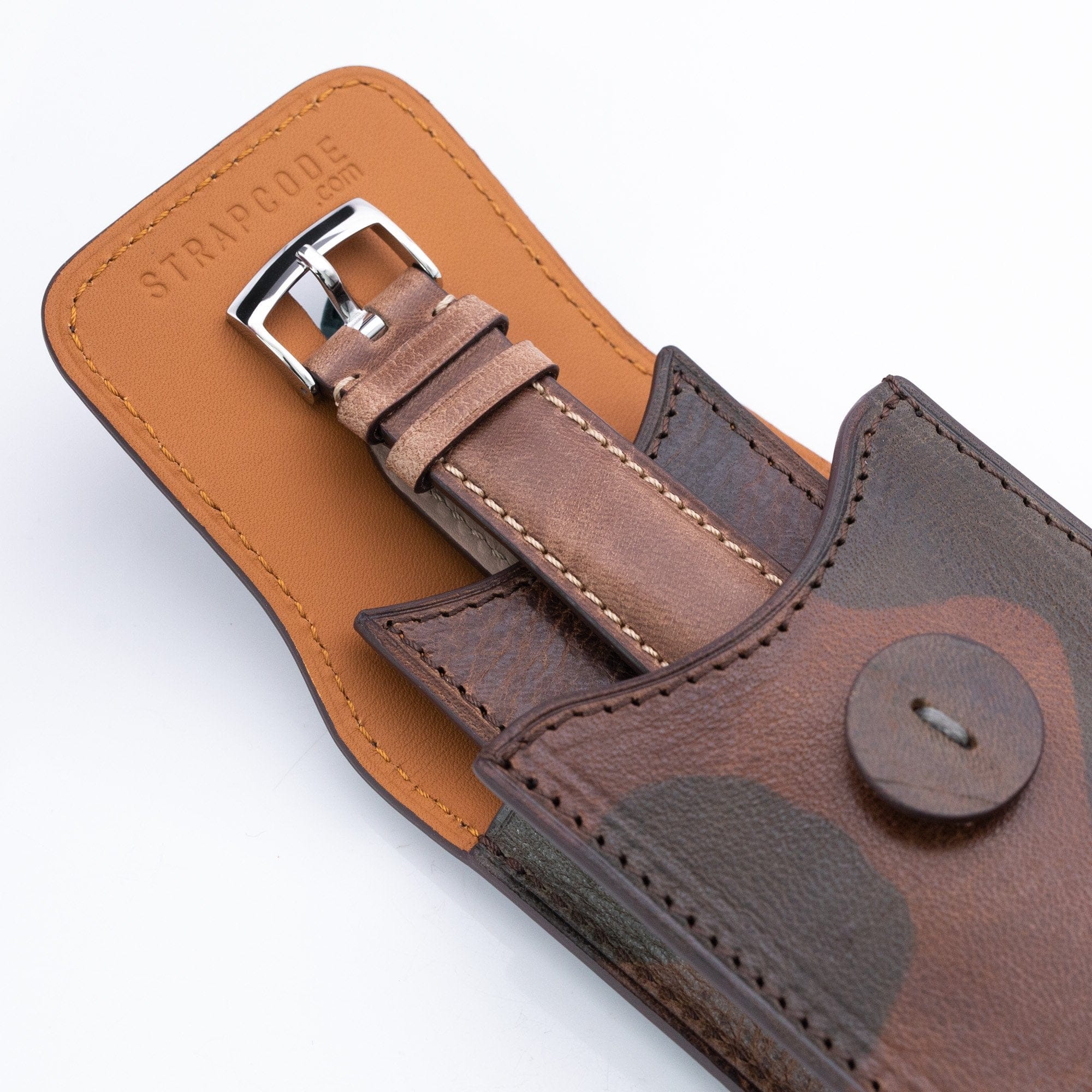 Miltat MT - 3 Italian Leather Watch Pouch in Camo Pattern for Watch Strap