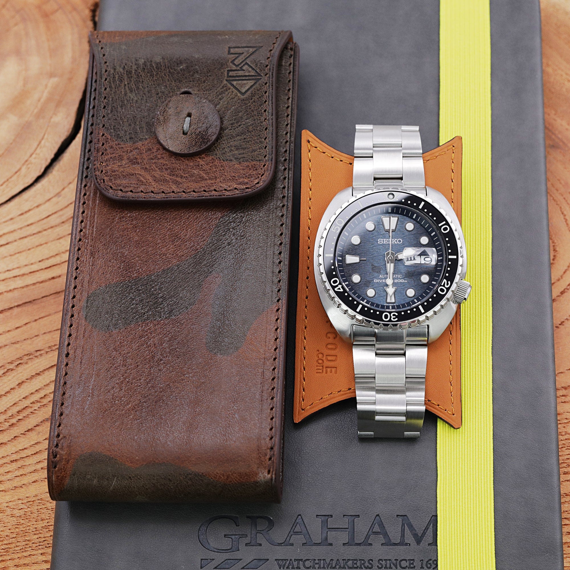 Miltat MT - 3 Italian Leather Watch Pouch in Camo Pattern for Watch Strap