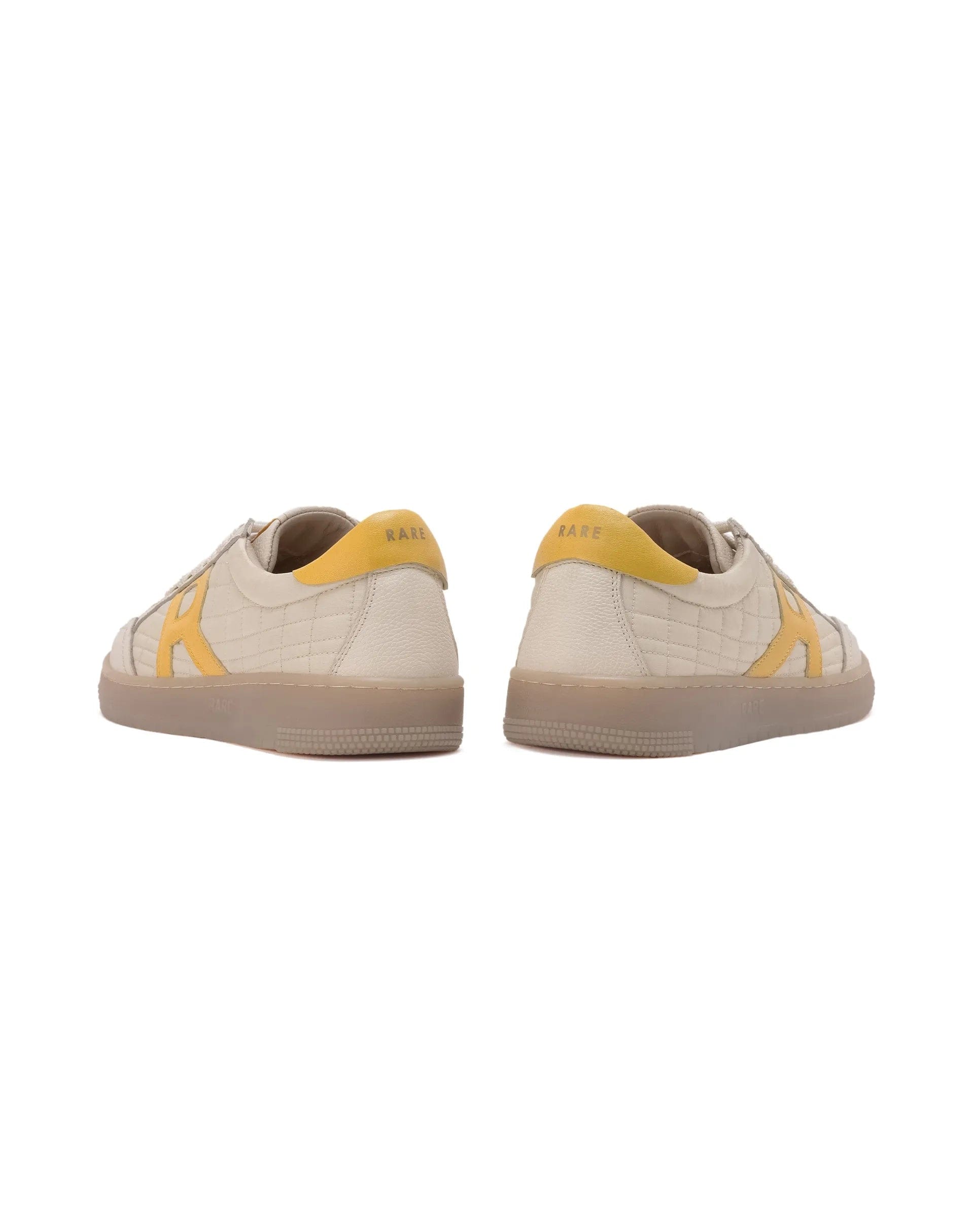 RAREZ Rare Rabbit Men Quilt Yellow Parachute Fabric With Milled Leather Low - Top Lace Up Quilted Sneaker Shoes Shoes