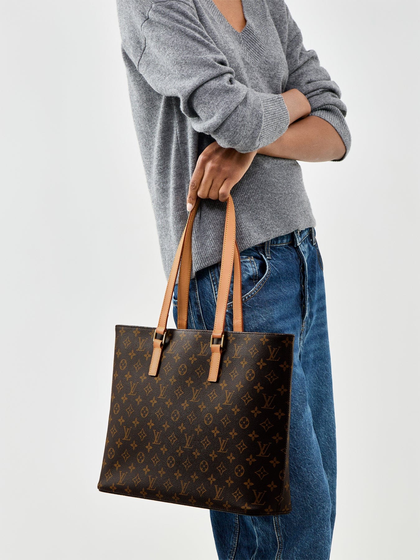 Leprix Vintage Monogram Luco Tote Bag Brown