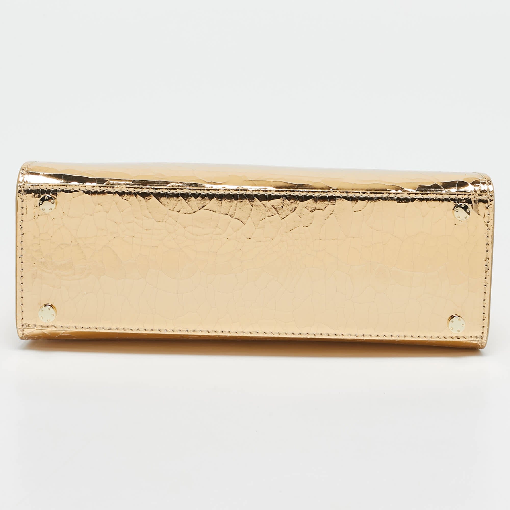 Aigner Gold Crackled Patent Leather Mini Cybill Tote