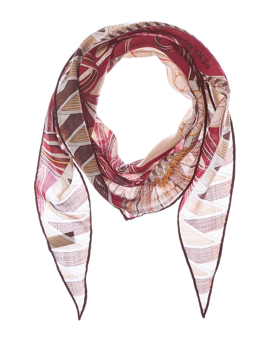 Ferragamo Flowers & Butterflies Wool Diamond Scarf