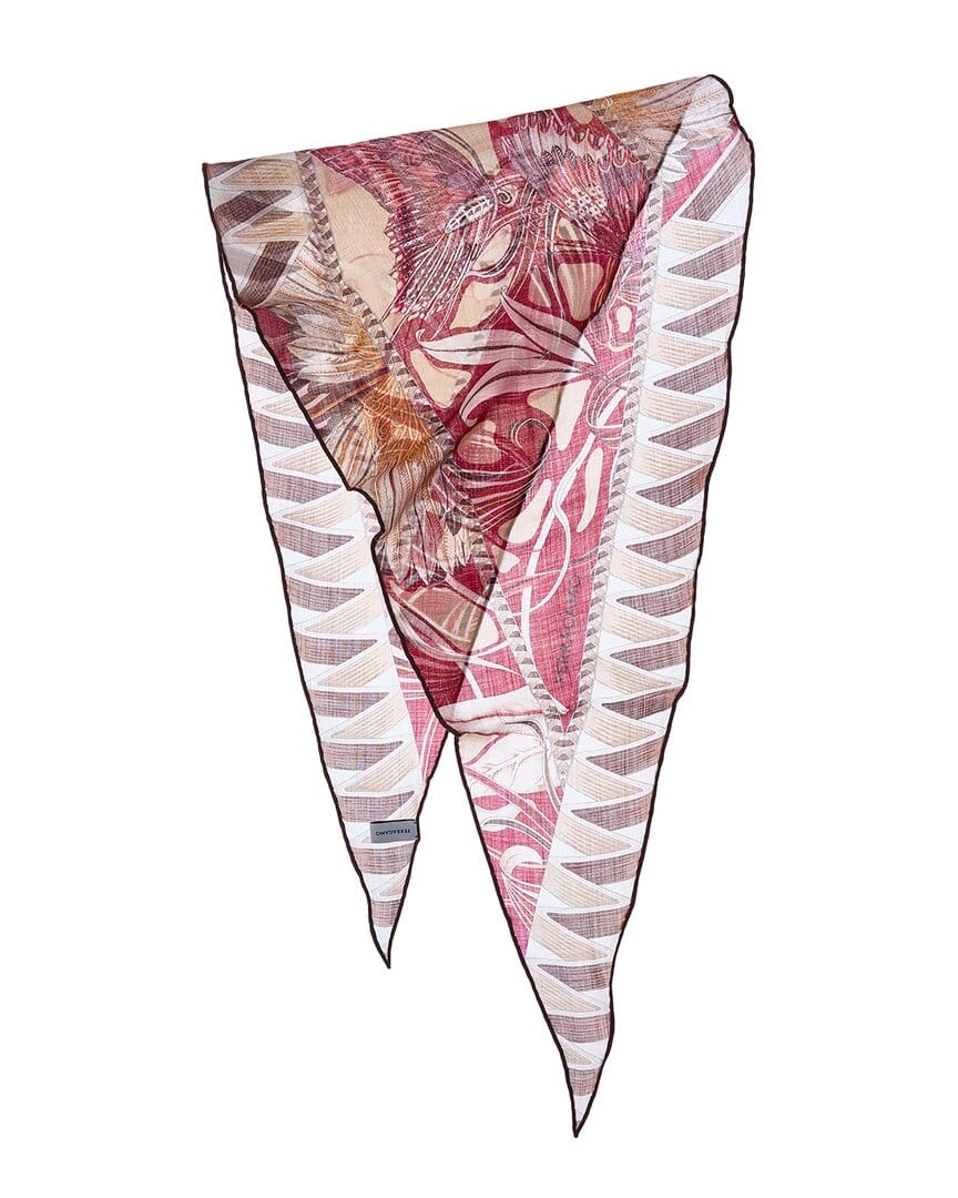 Ferragamo Flowers & Butterflies Wool Diamond Scarf