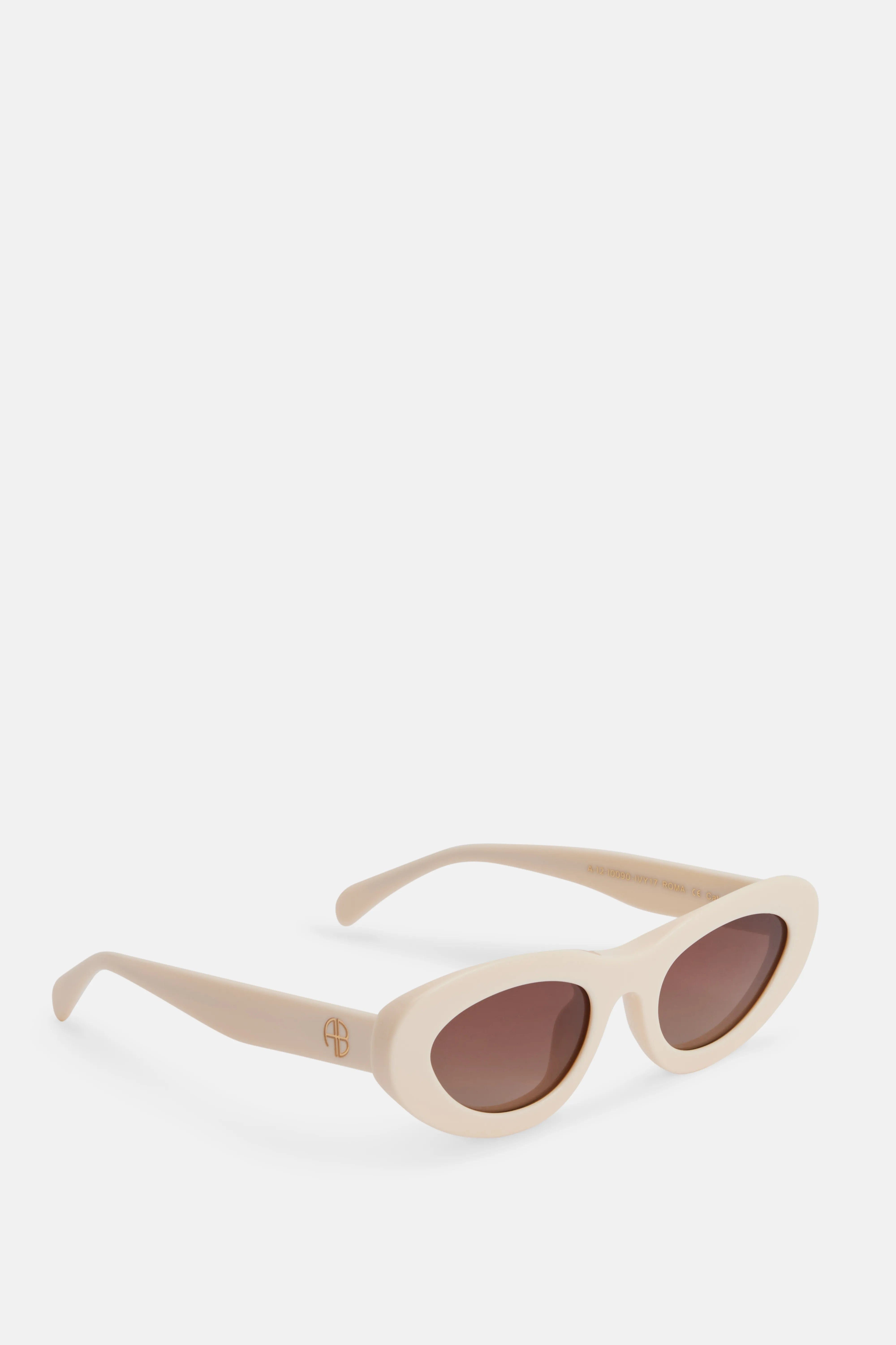 ANINE BING Roma Monogram Sunglasses in White