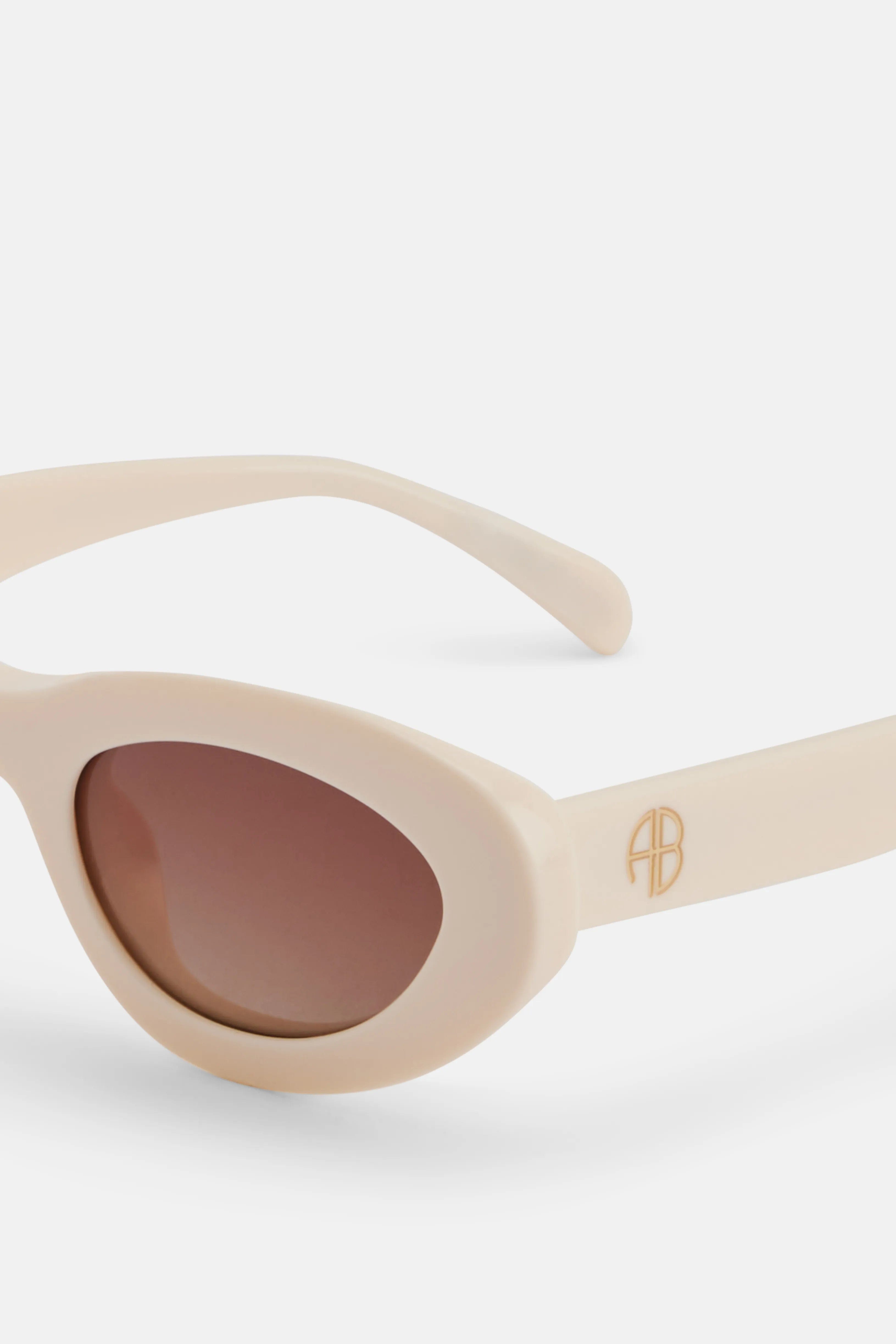 ANINE BING Roma Monogram Sunglasses in White