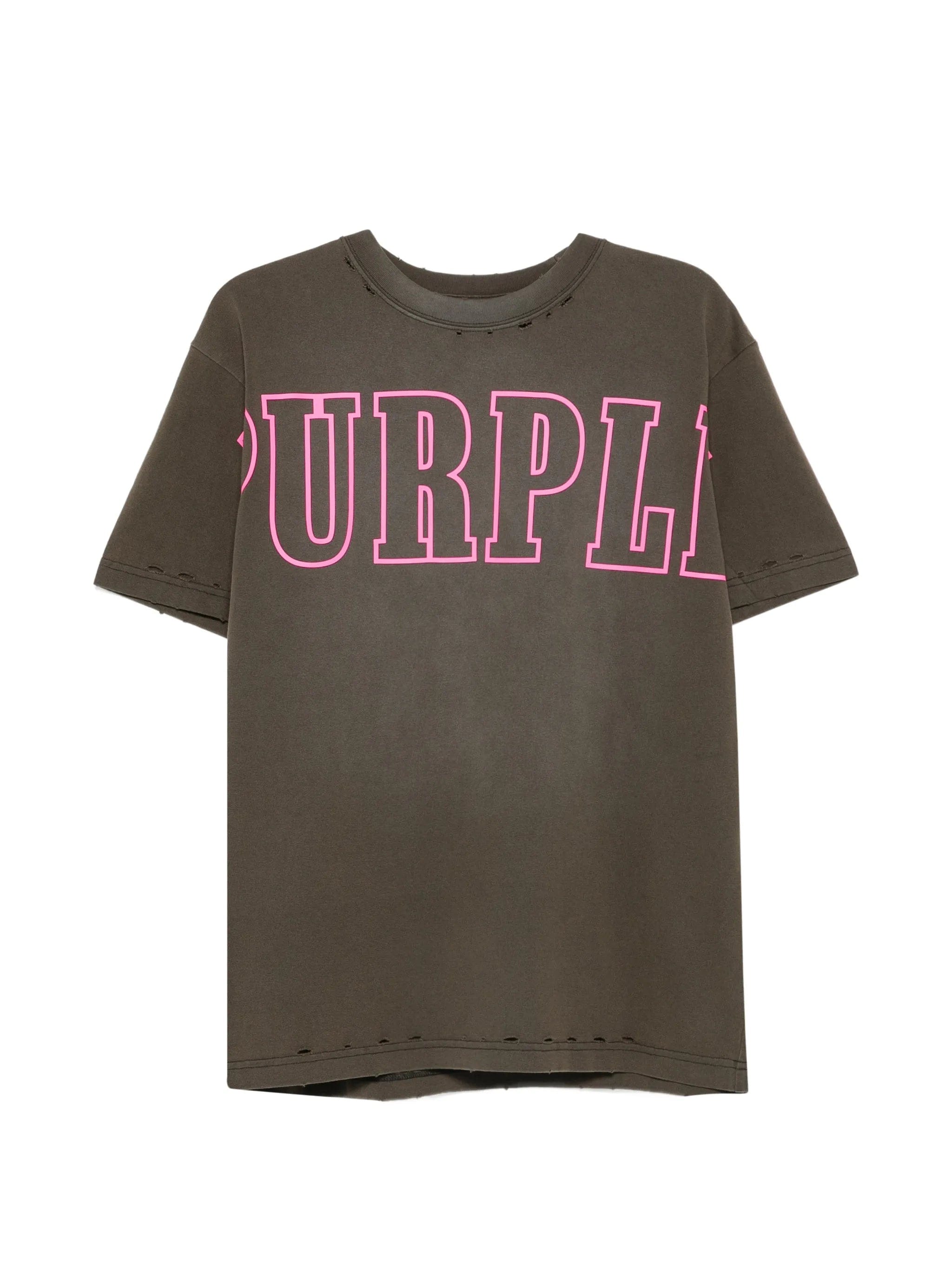Purple Brand logo - print distressed T - shirt