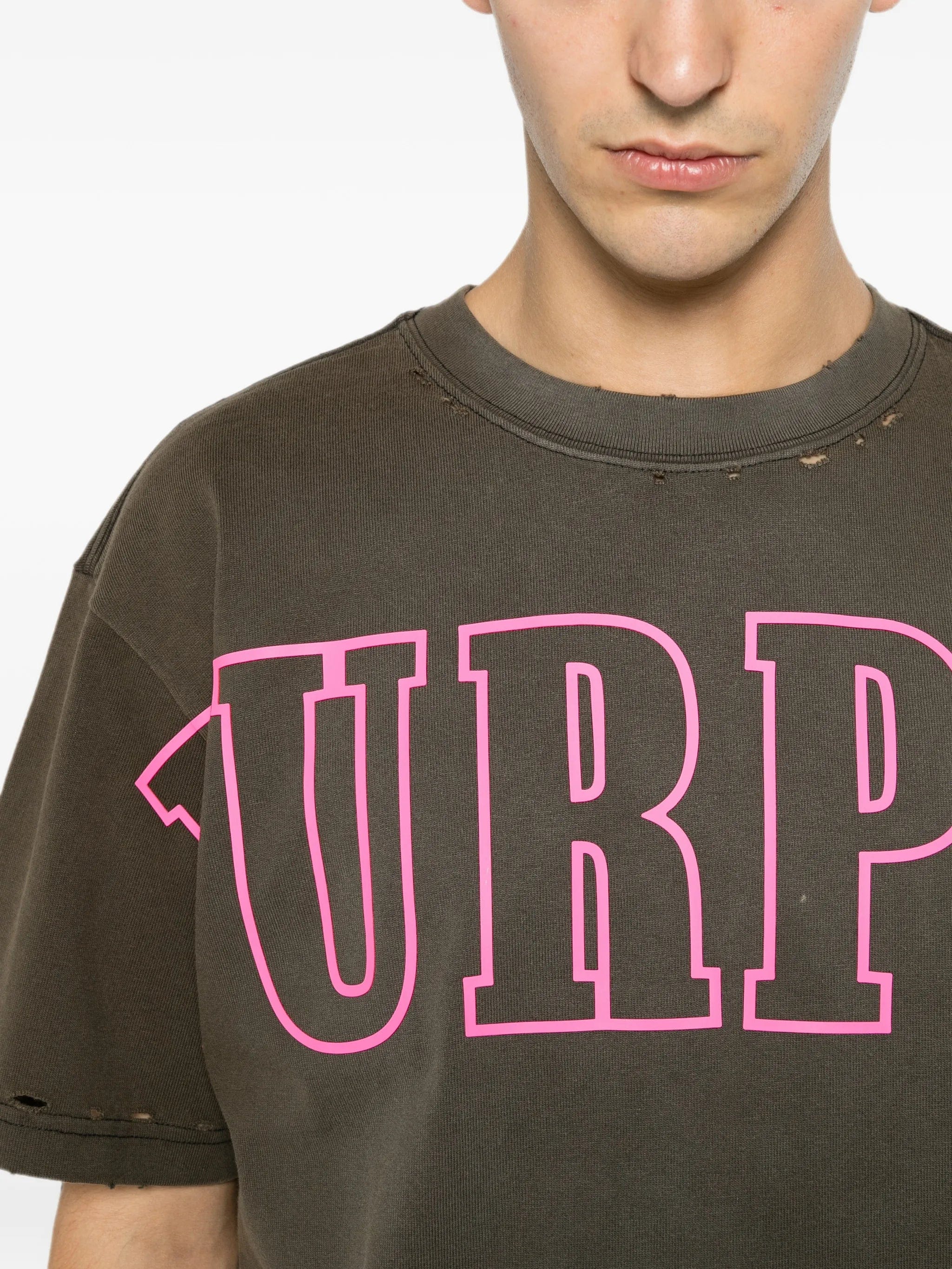 Purple Brand logo - print distressed T - shirt