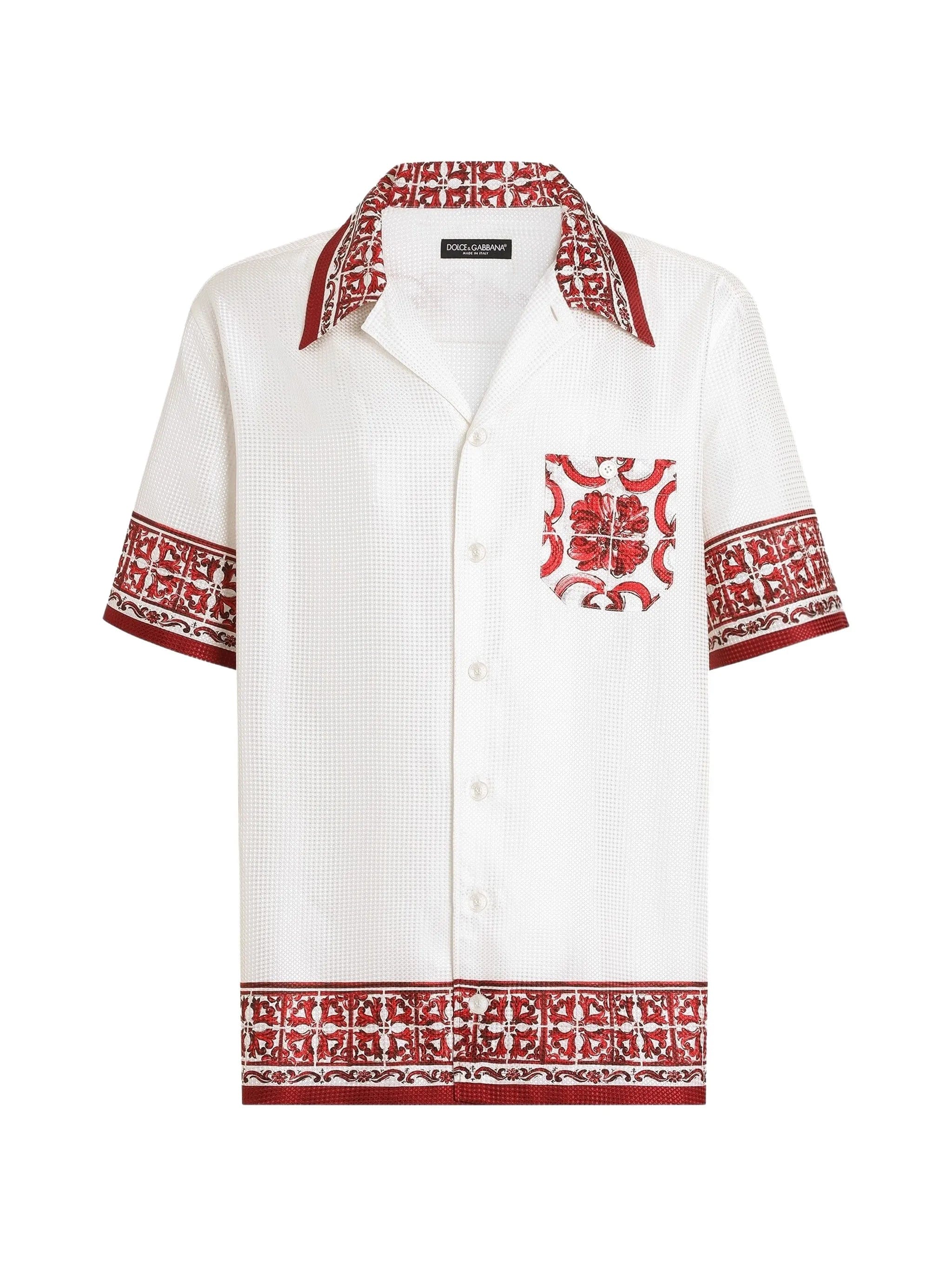 Dolce & Gabbana Majolica - print bright jacquard Hawaii shirt