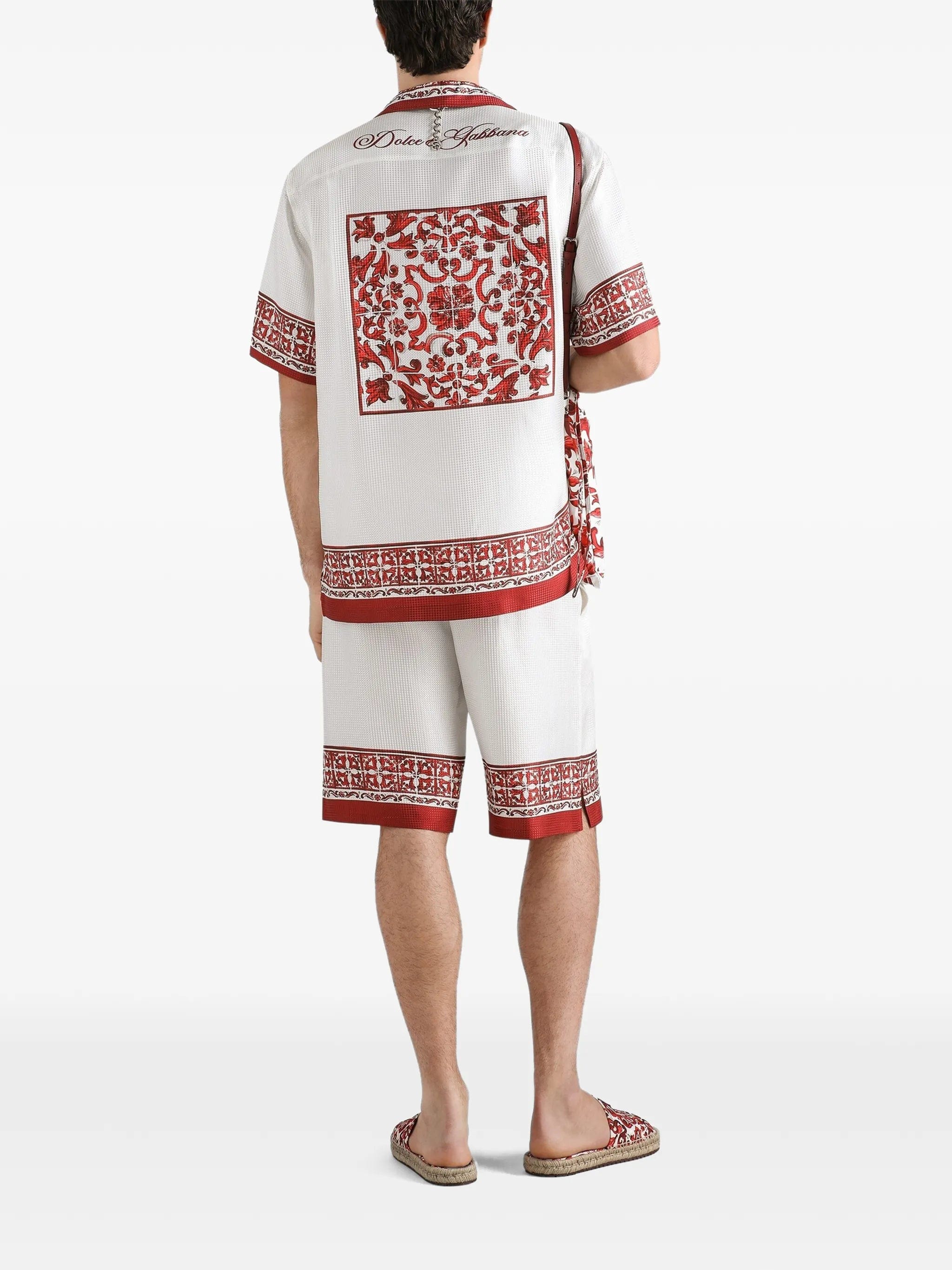 Dolce & Gabbana Majolica - print bright jacquard Hawaii shirt