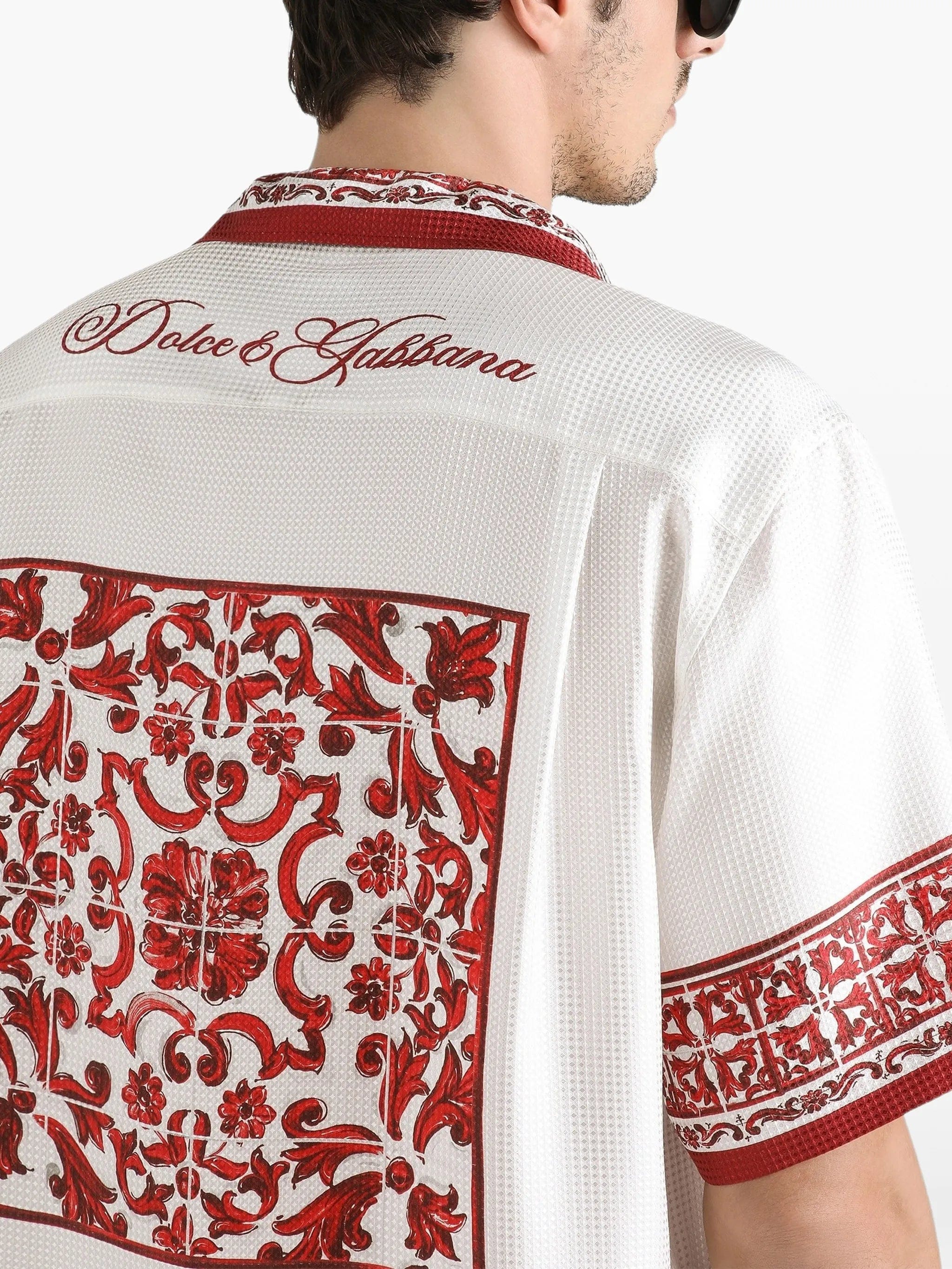 Dolce & Gabbana Majolica - print bright jacquard Hawaii shirt