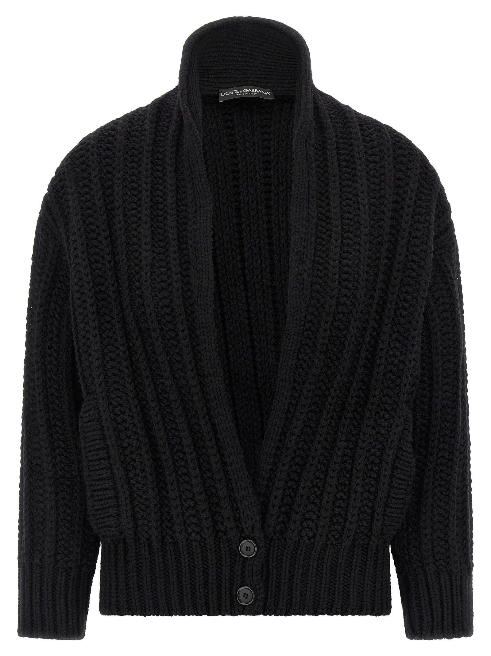 Dolce & Gabbana Coarse Wool Cardigan — Black
