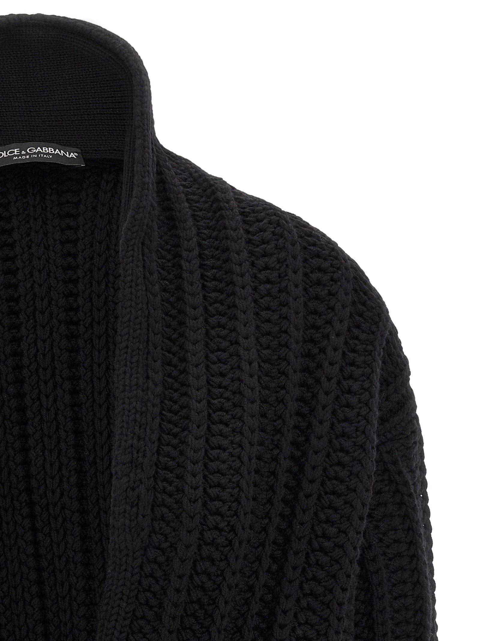 Dolce & Gabbana Coarse Wool Cardigan — Black