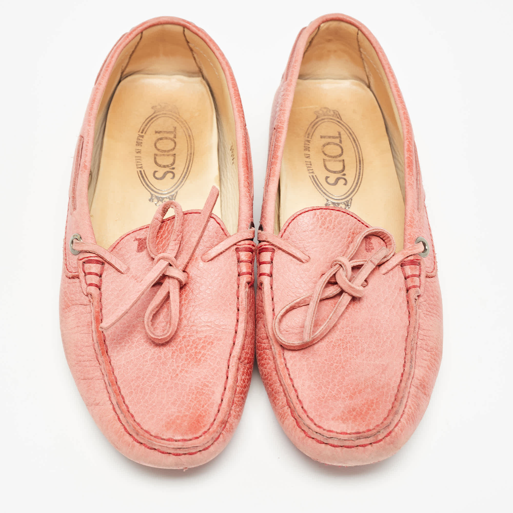 Tod's Pink Leather Slip On Loafers