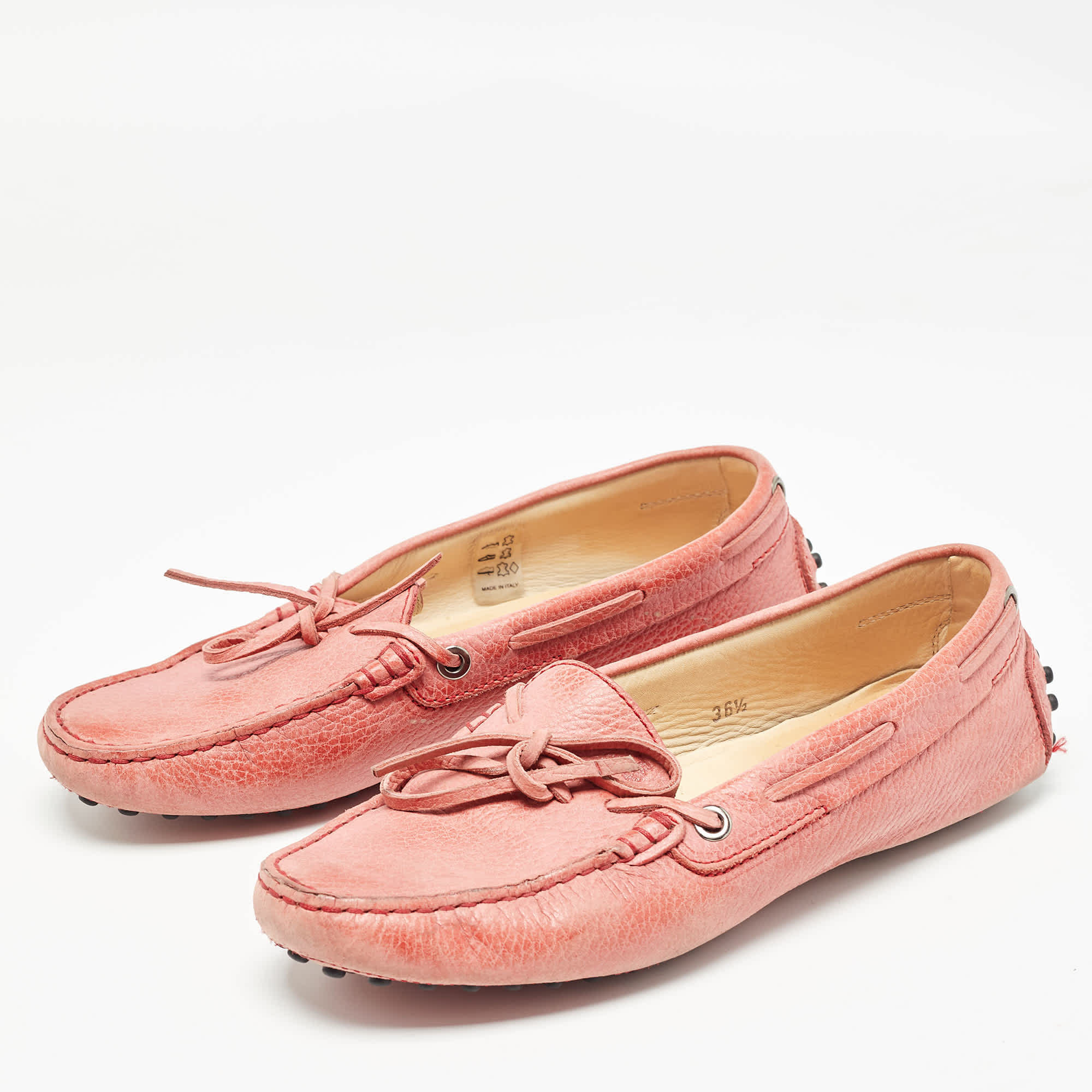 Tod's Pink Leather Slip On Loafers