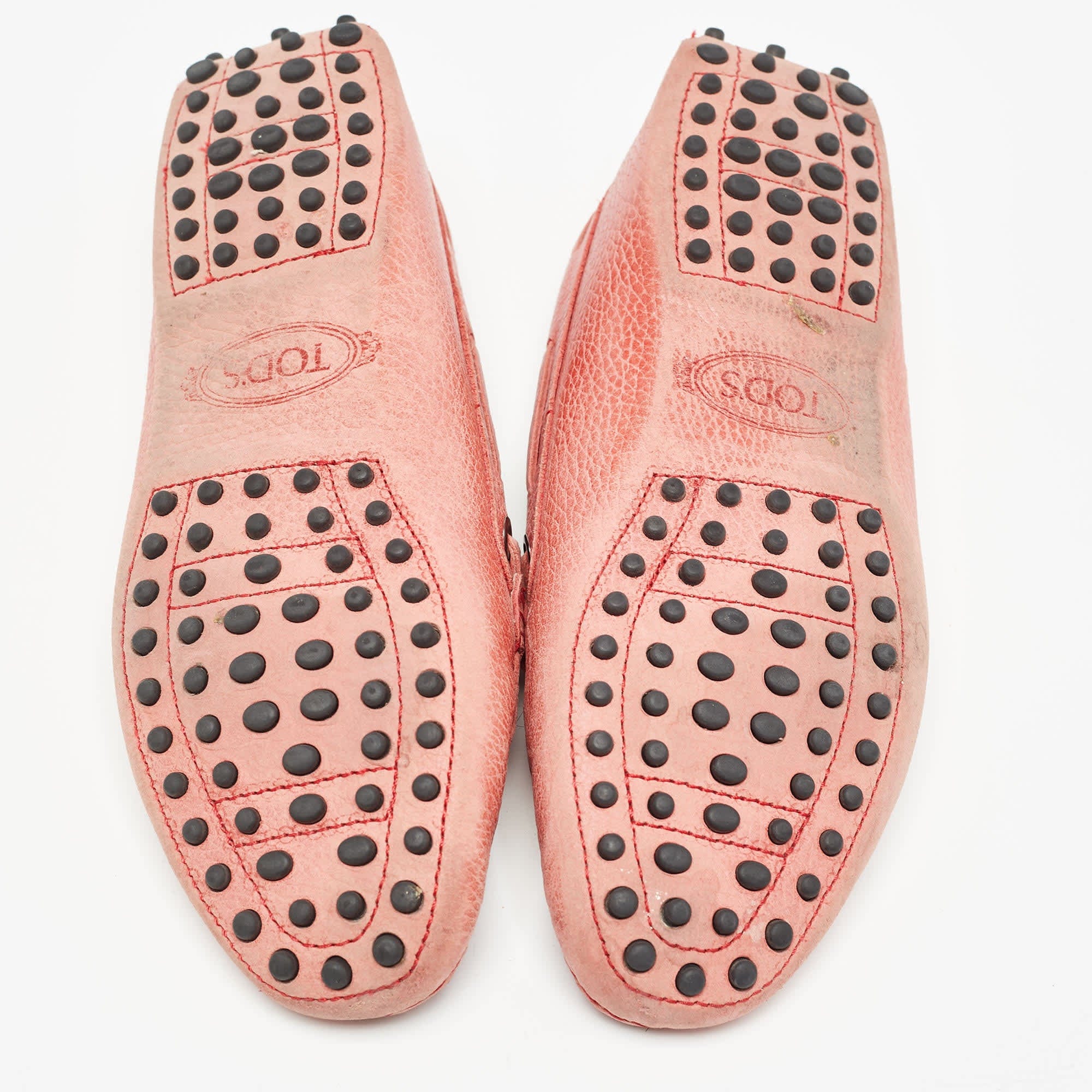 Tod's Pink Leather Slip On Loafers