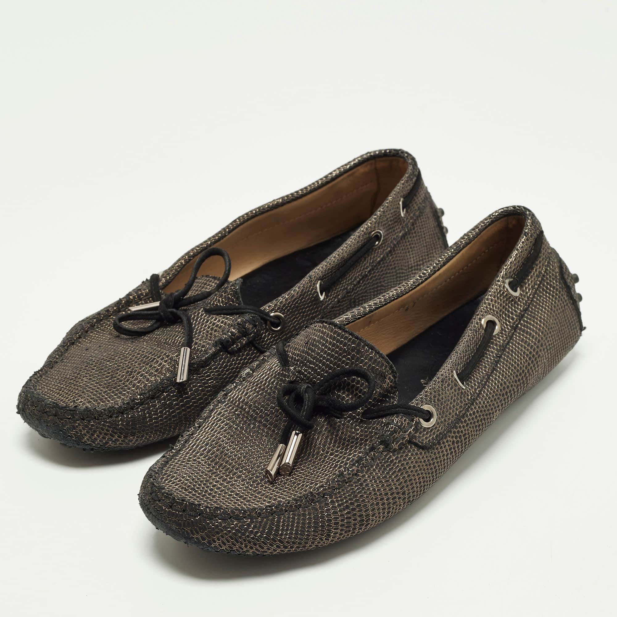 Tod's Size 41 Two Tone Nubuck Leather Bow Loafers