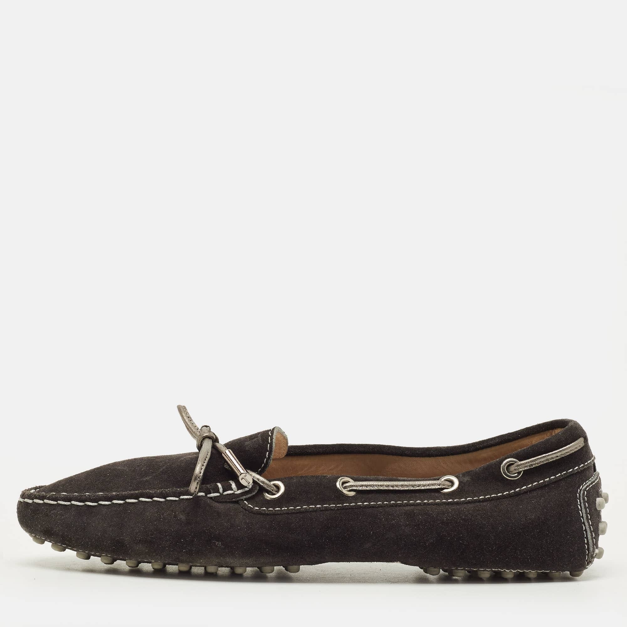 Tod's Size 39 Black Suede Driver Loafers