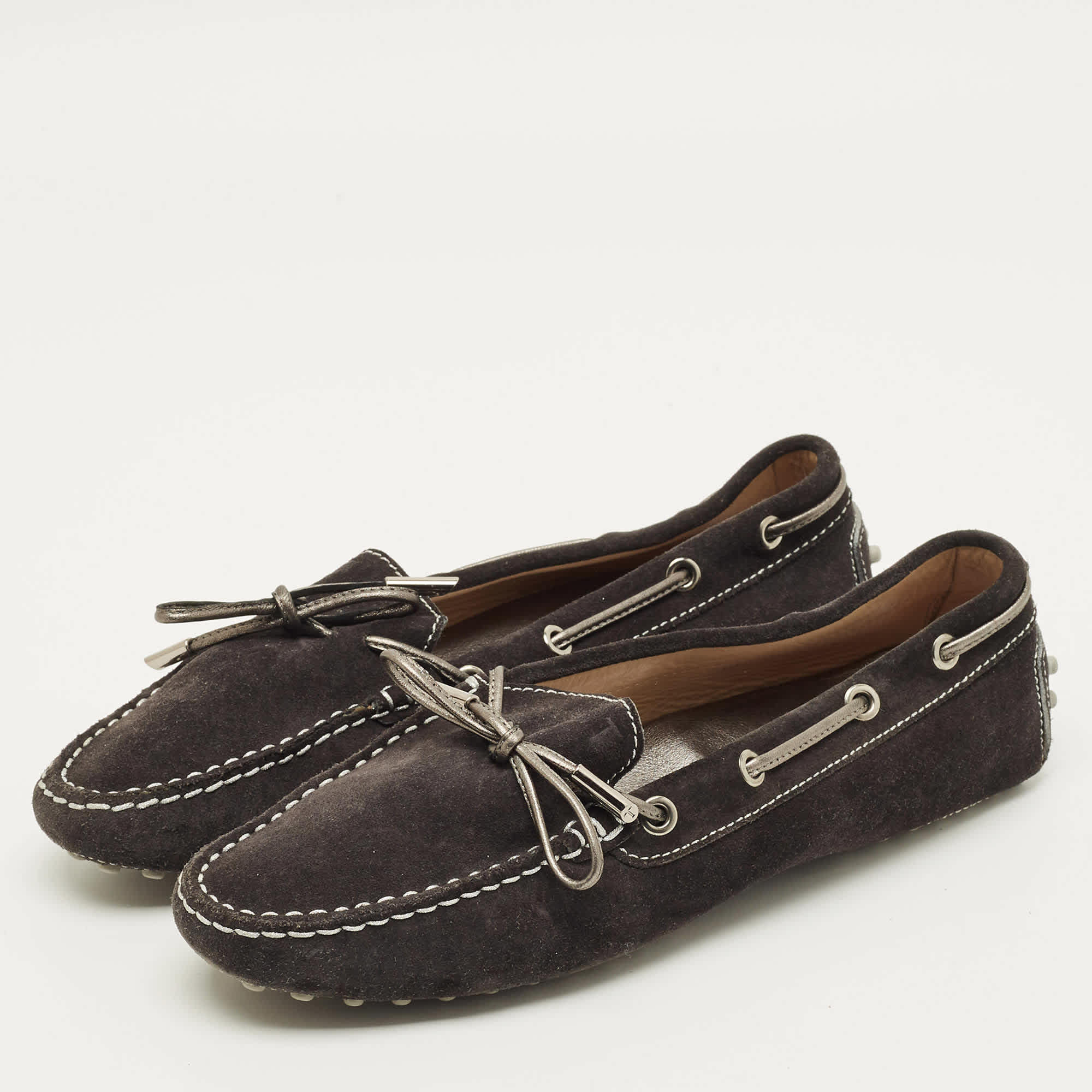 Tod's Size 39 Black Suede Driver Loafers