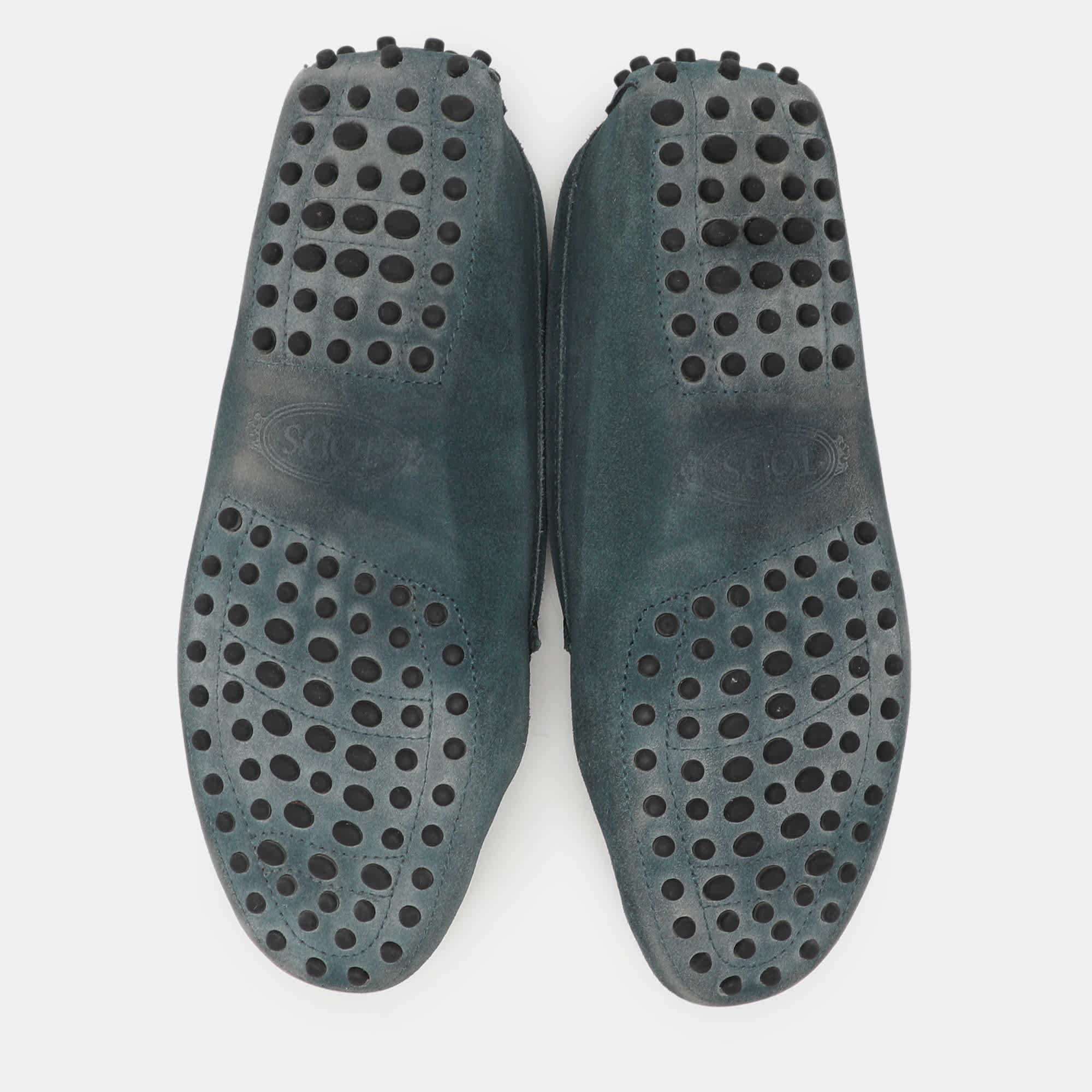 Tod's Pine Green Suede Gommino Slip On Loafers