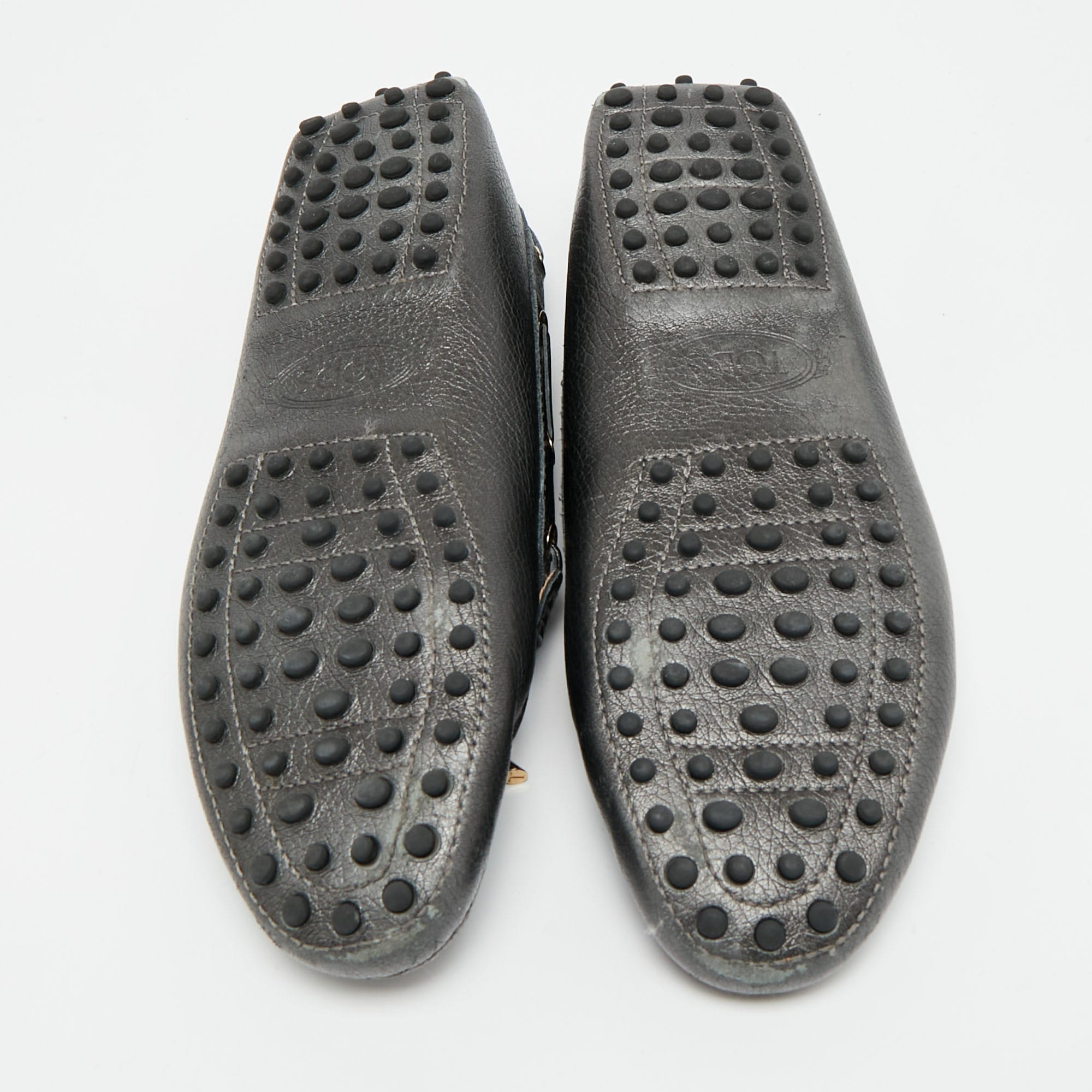 Tod's Size 38 Black Leather Bow Slip On Loafers