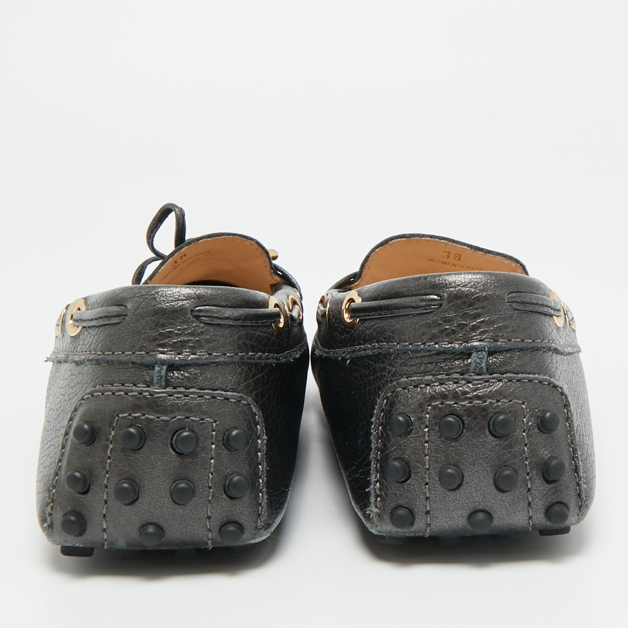 Tod's Size 38 Black Leather Bow Slip On Loafers
