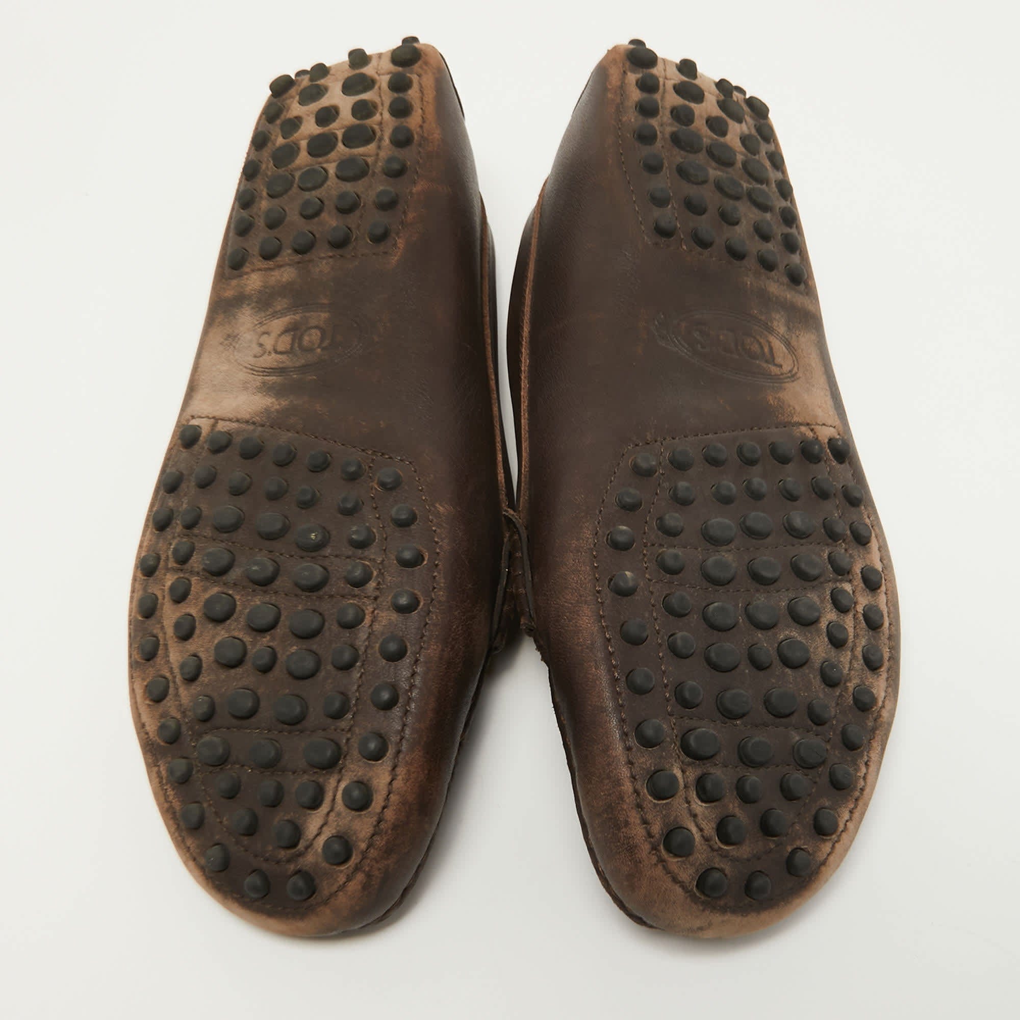 Tod's Brown Leather Gommino Slip On Loafers