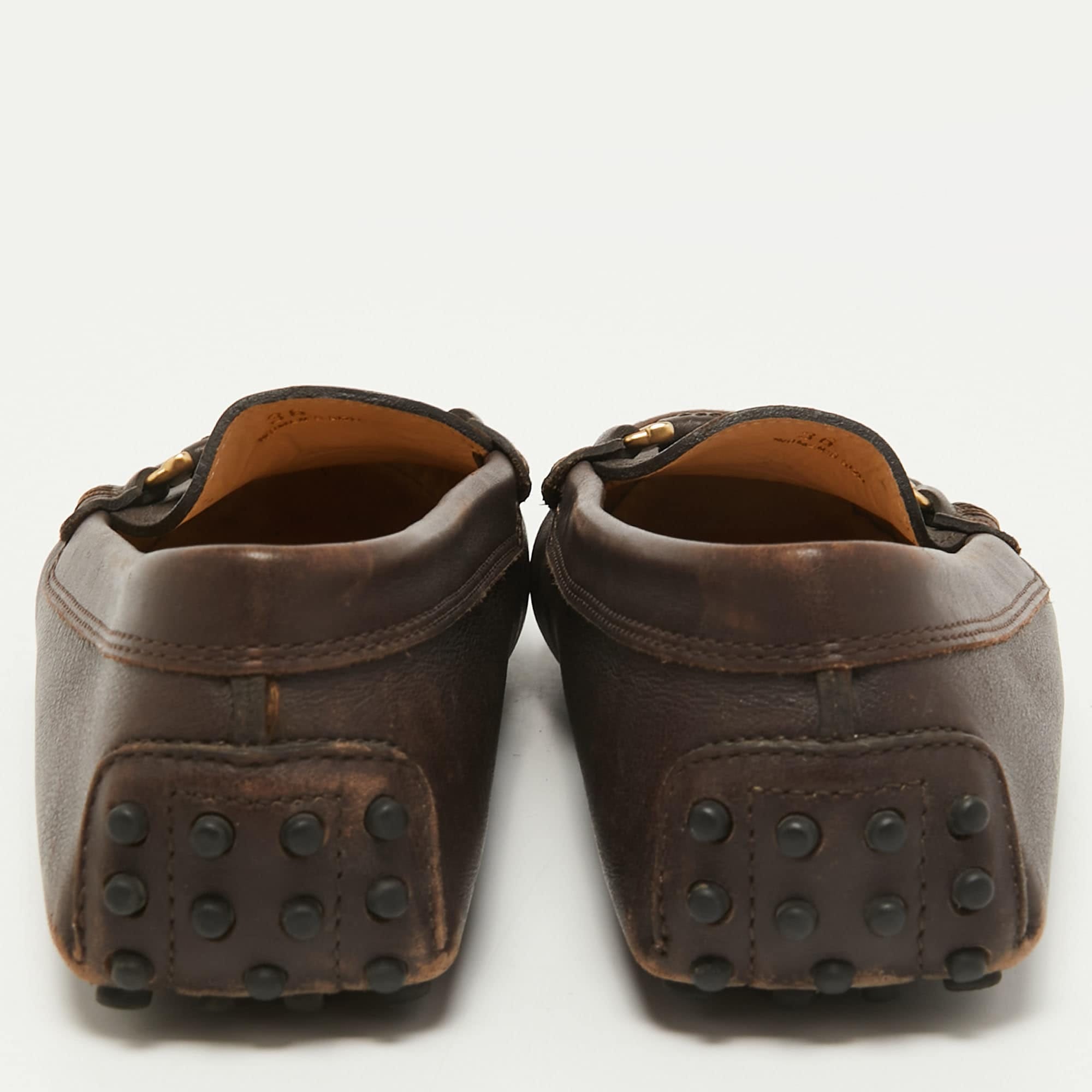 Tod's Brown Leather Gommino Slip On Loafers