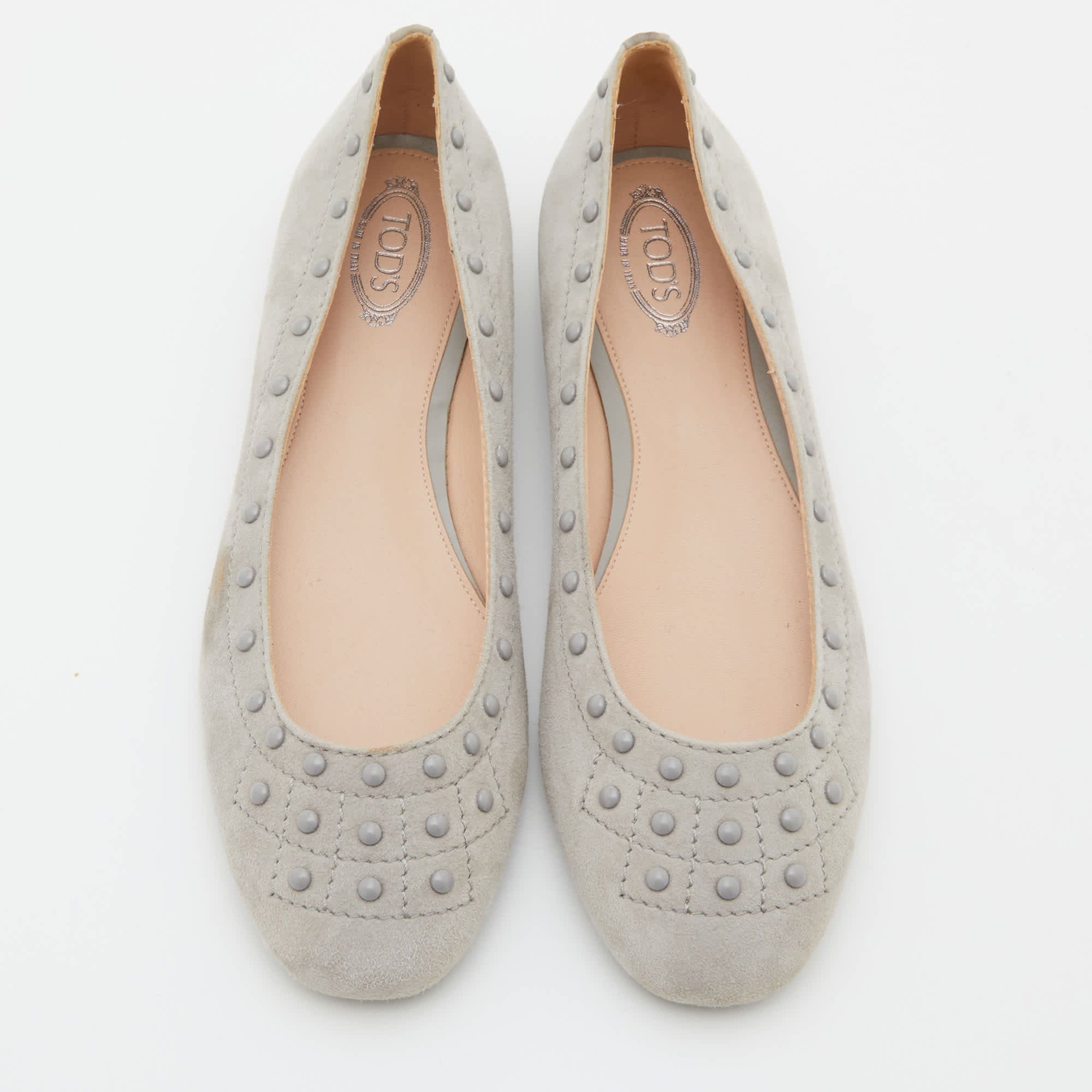 Tod's Grey Suede Ballet Flats