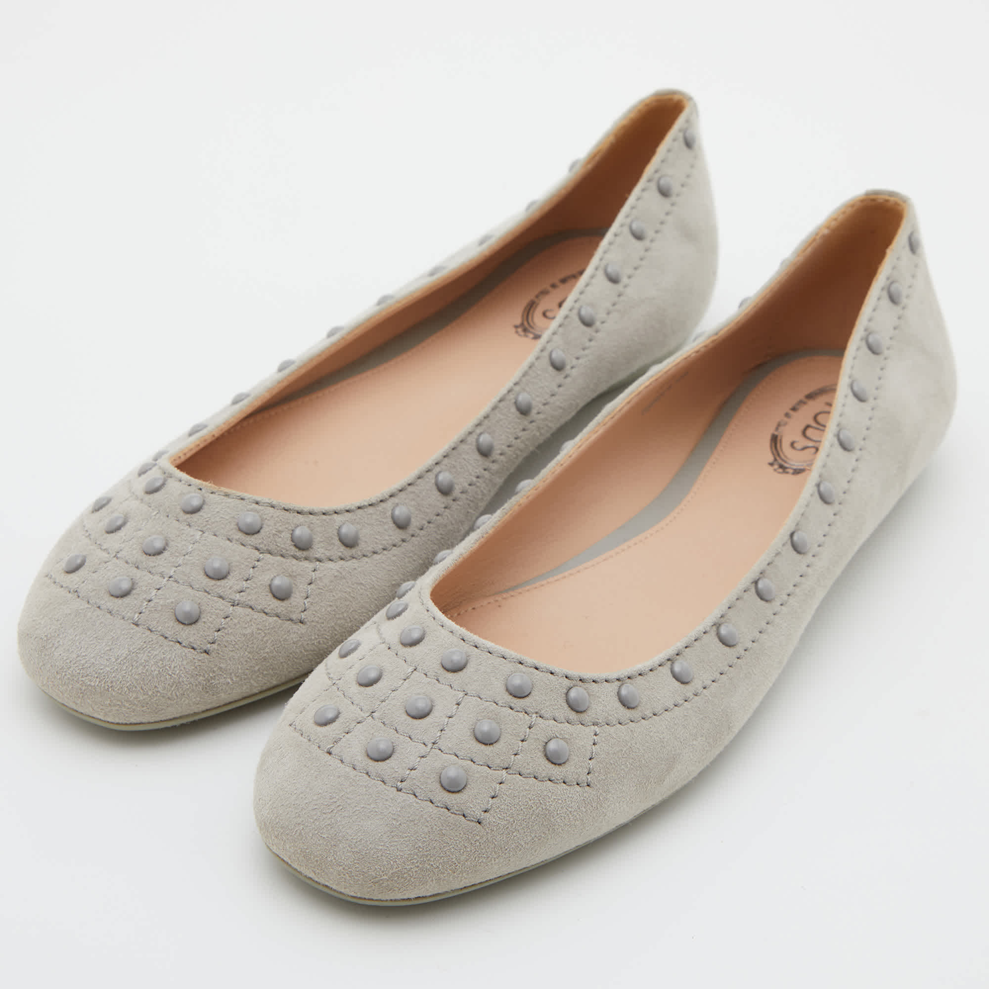 Tod's Grey Suede Ballet Flats