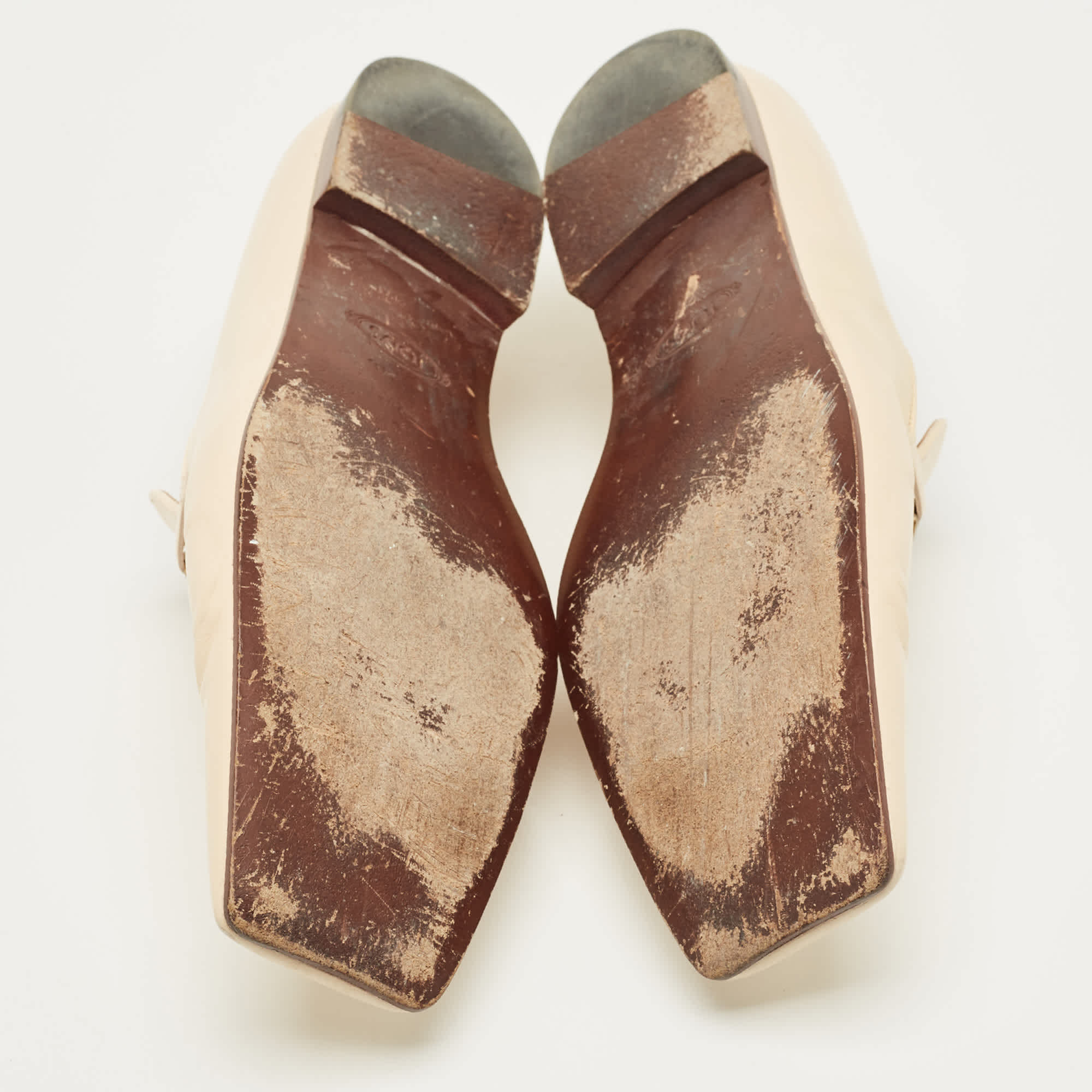Tod's Beige Leather Slip On Loafers