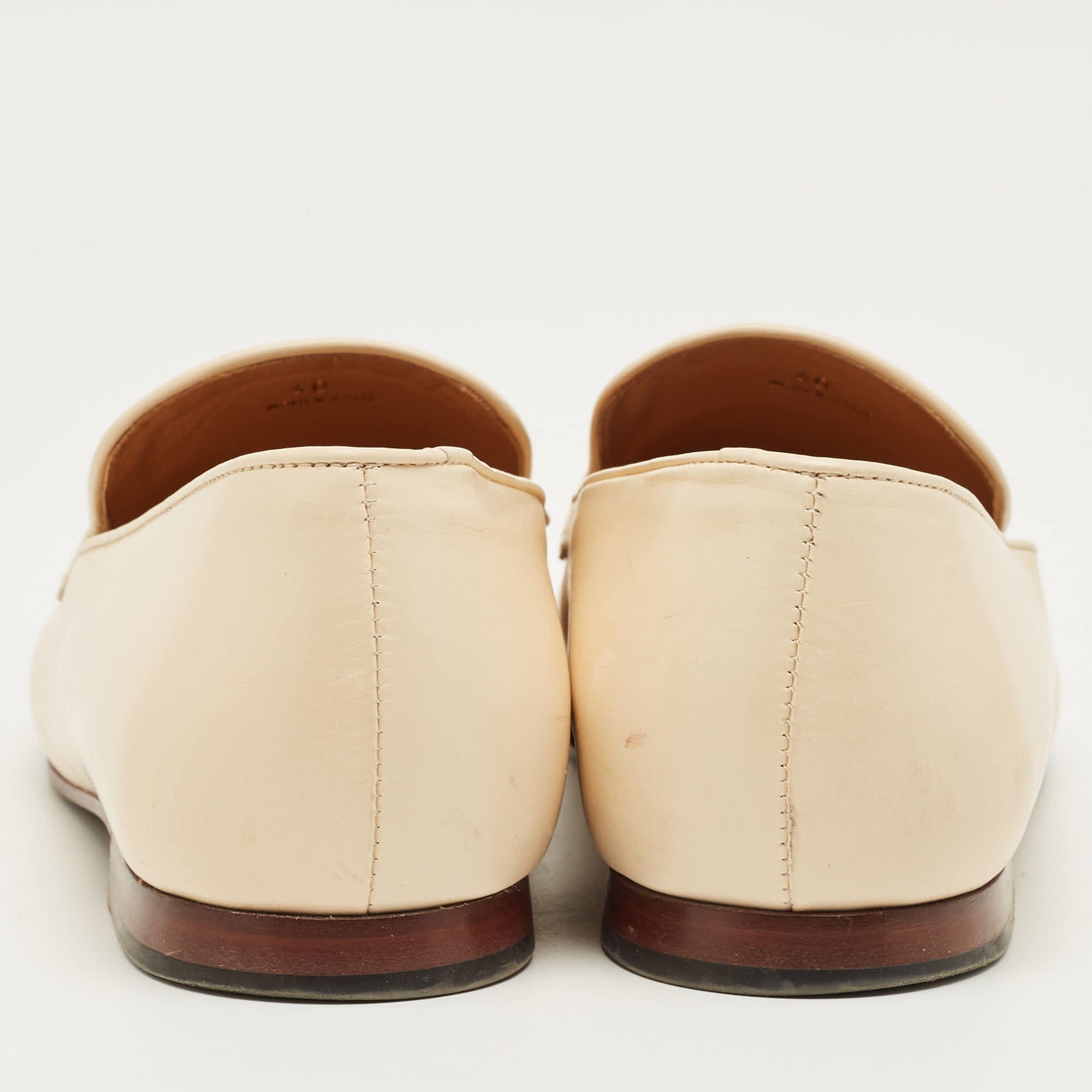 Tod's Beige Leather Slip On Loafers