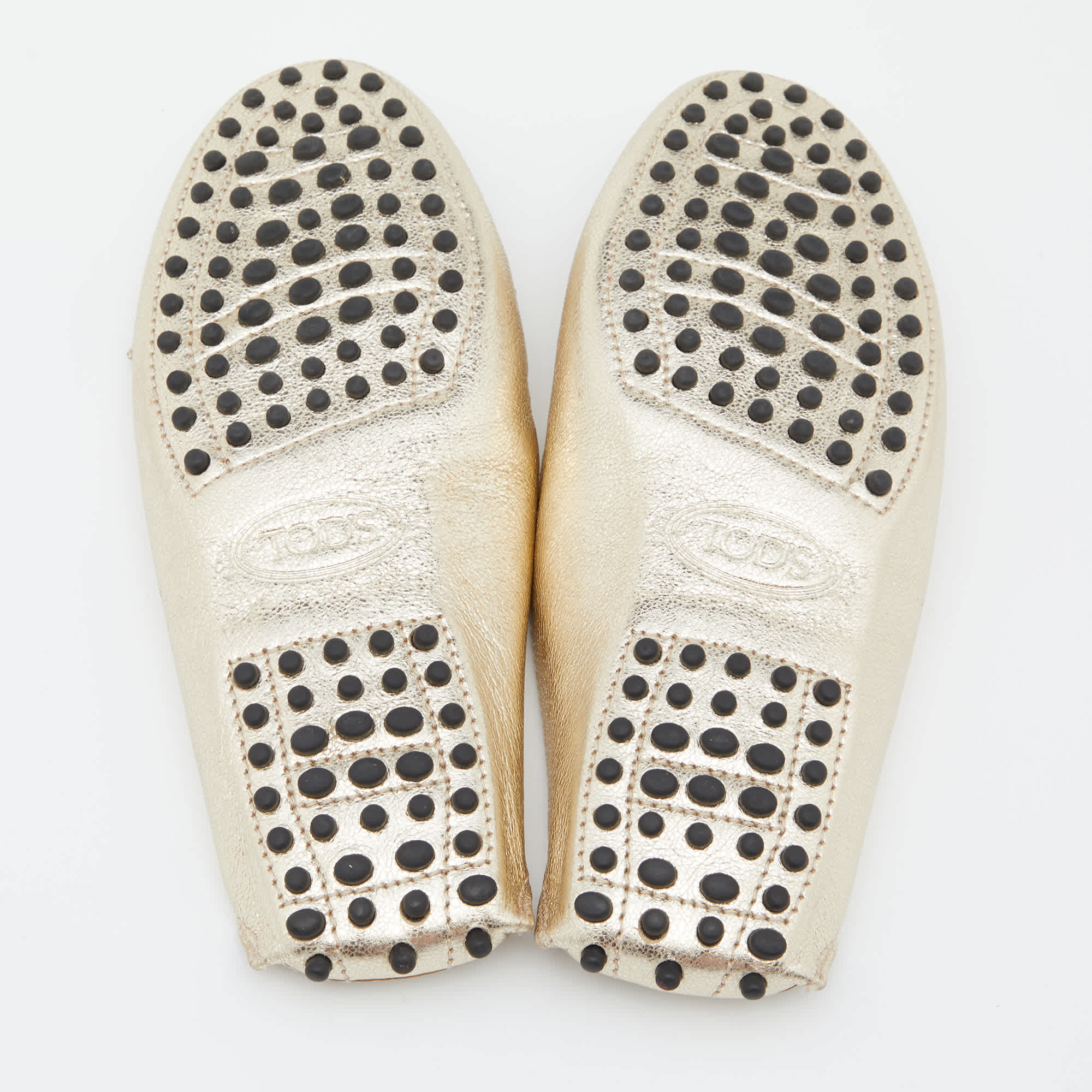Tod's Gold Leather Fringe Flat Mules