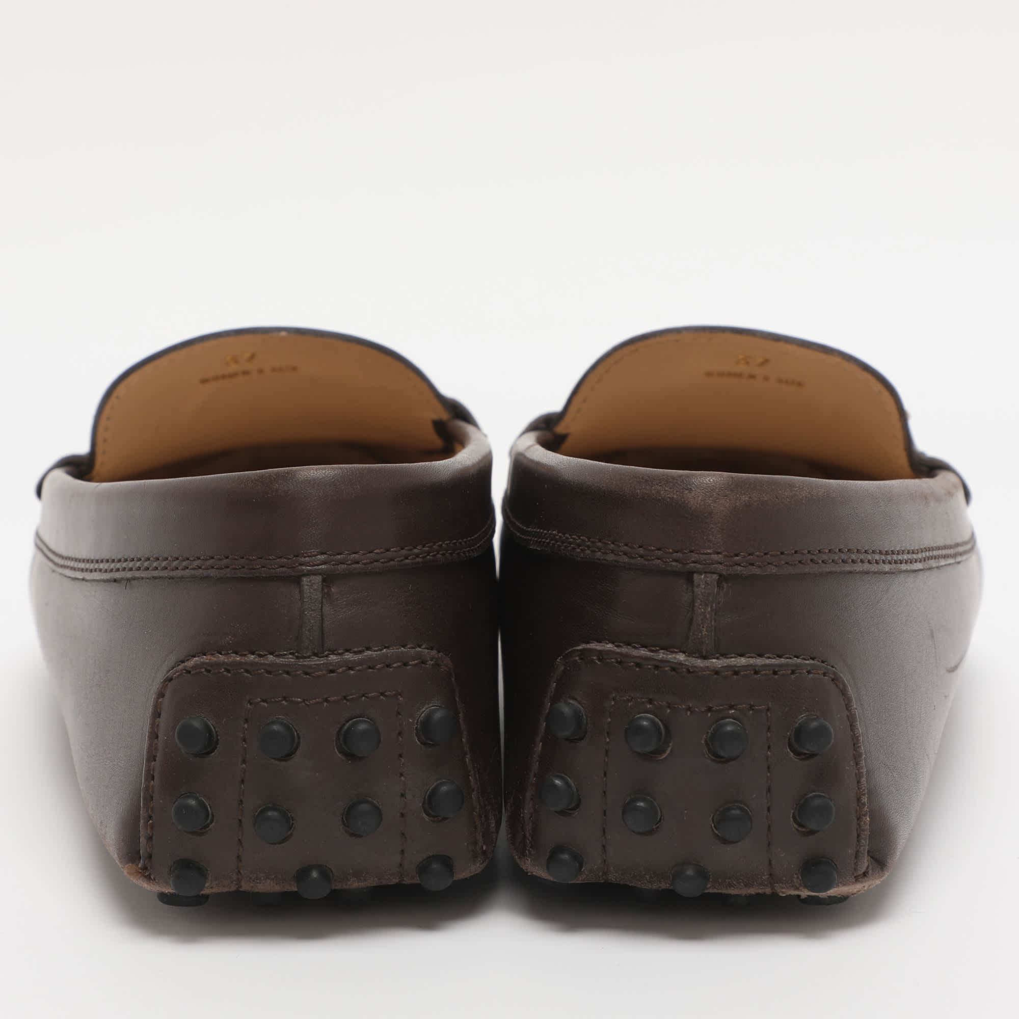 Tod's Brown Leather Kate Chain Slip On Loafers