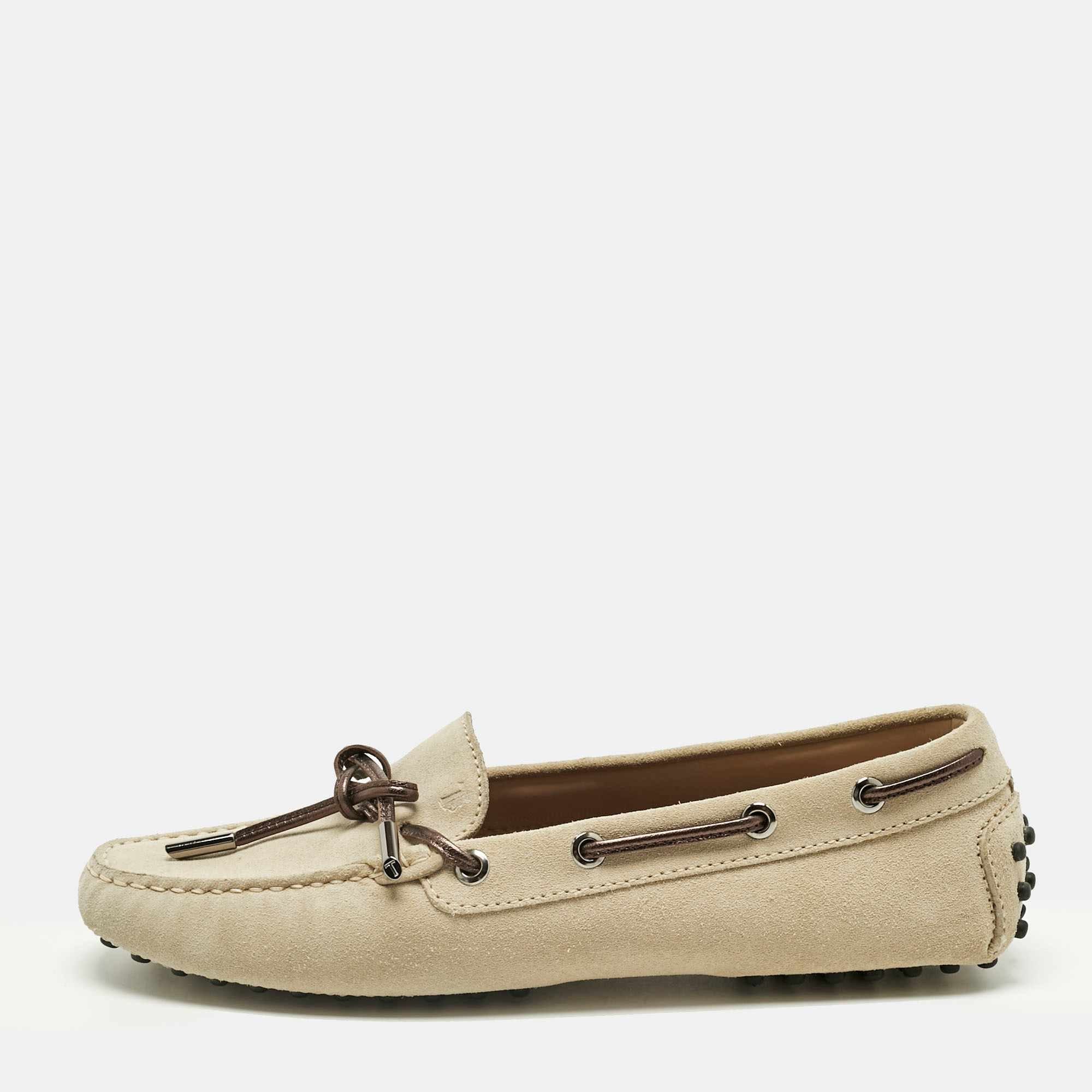 Tod's Grey Suede Gommino Loafers