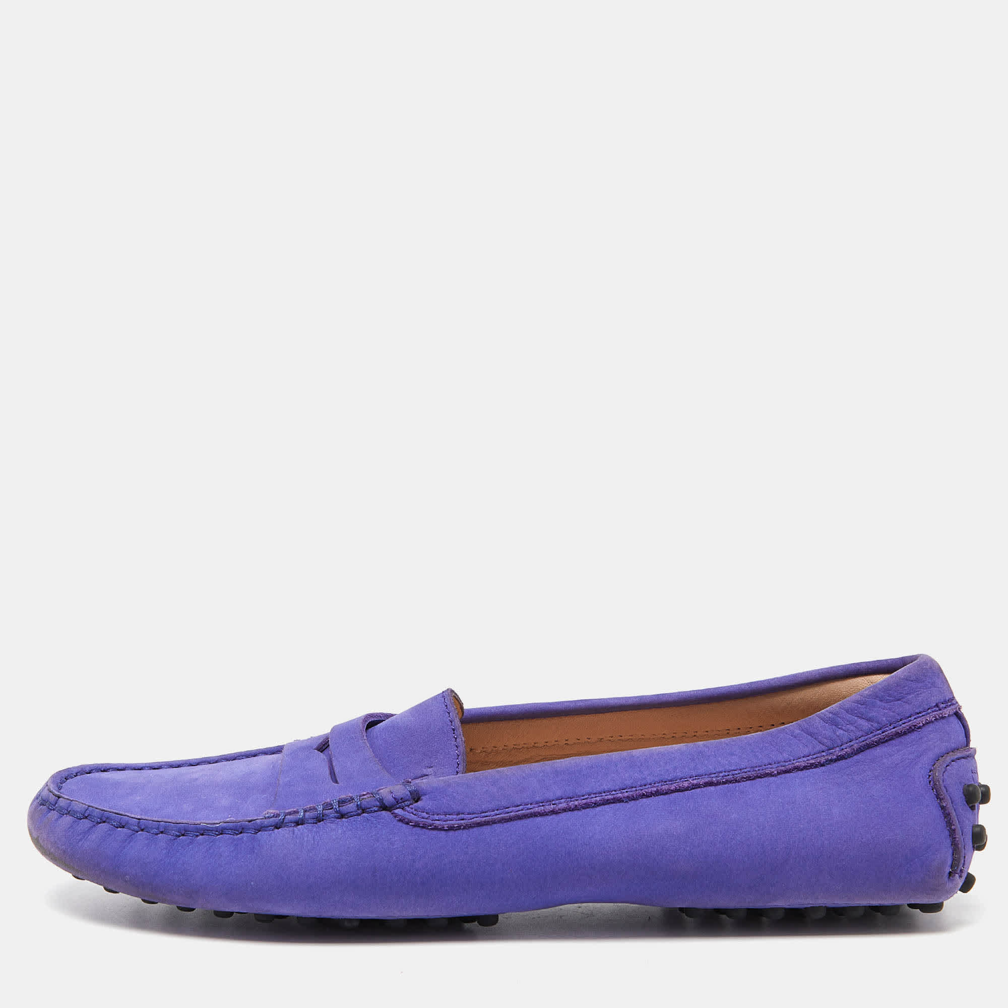 Tod's Purple Suede Penny Slip On Loafers
