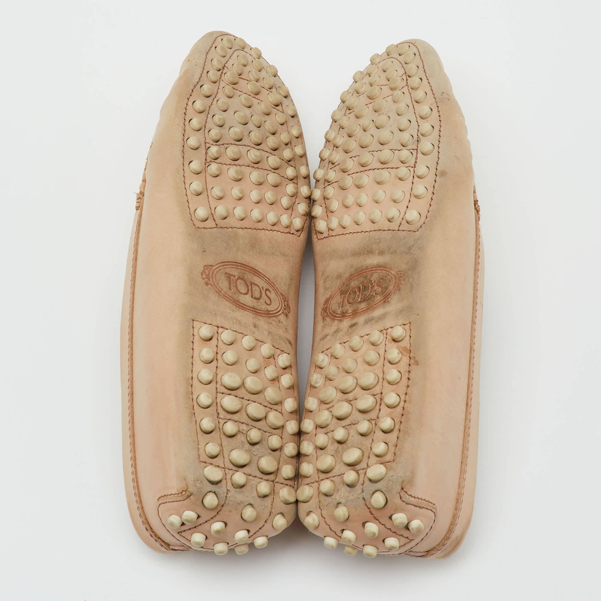Tod's Beige Leather Penny Slip On Loafers
