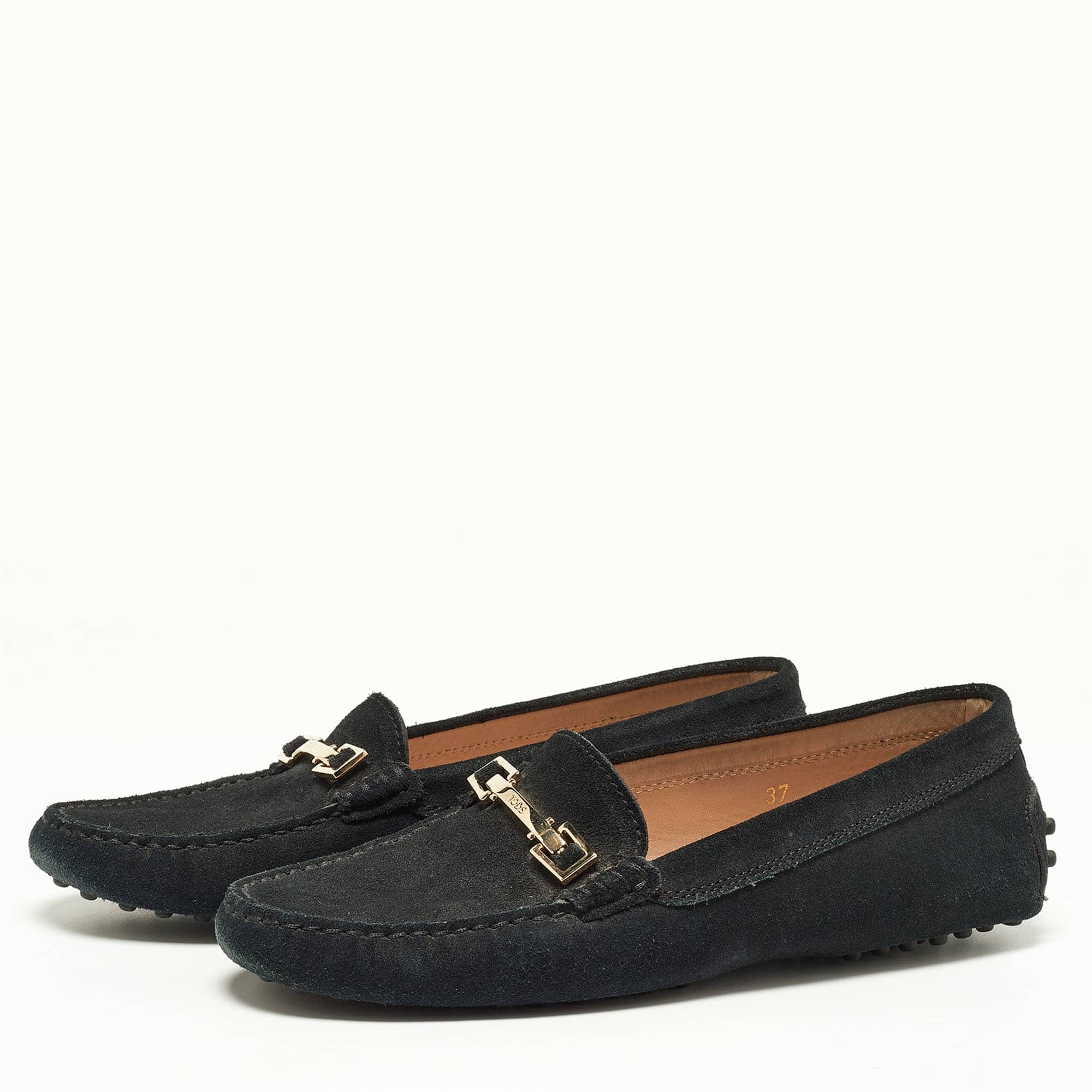 Tod's Black Suede Horsebit Loafers
