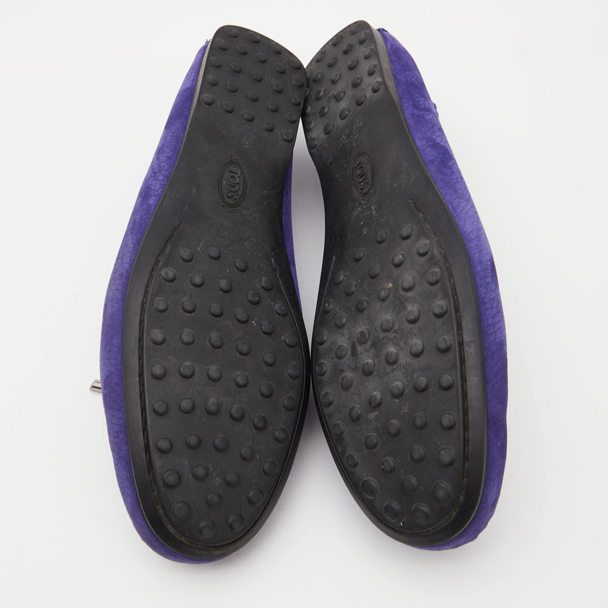 Tod's Blue Nubuck Leather Bow Slip On Loafers