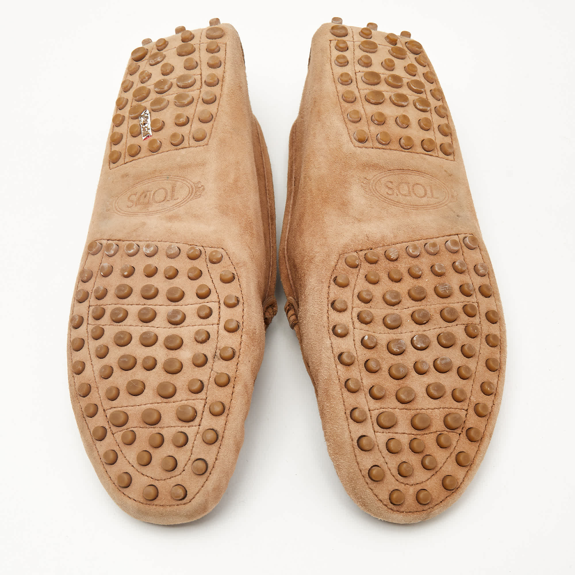 Tod's Brown Suede Crystal Embellished Driver Loafers