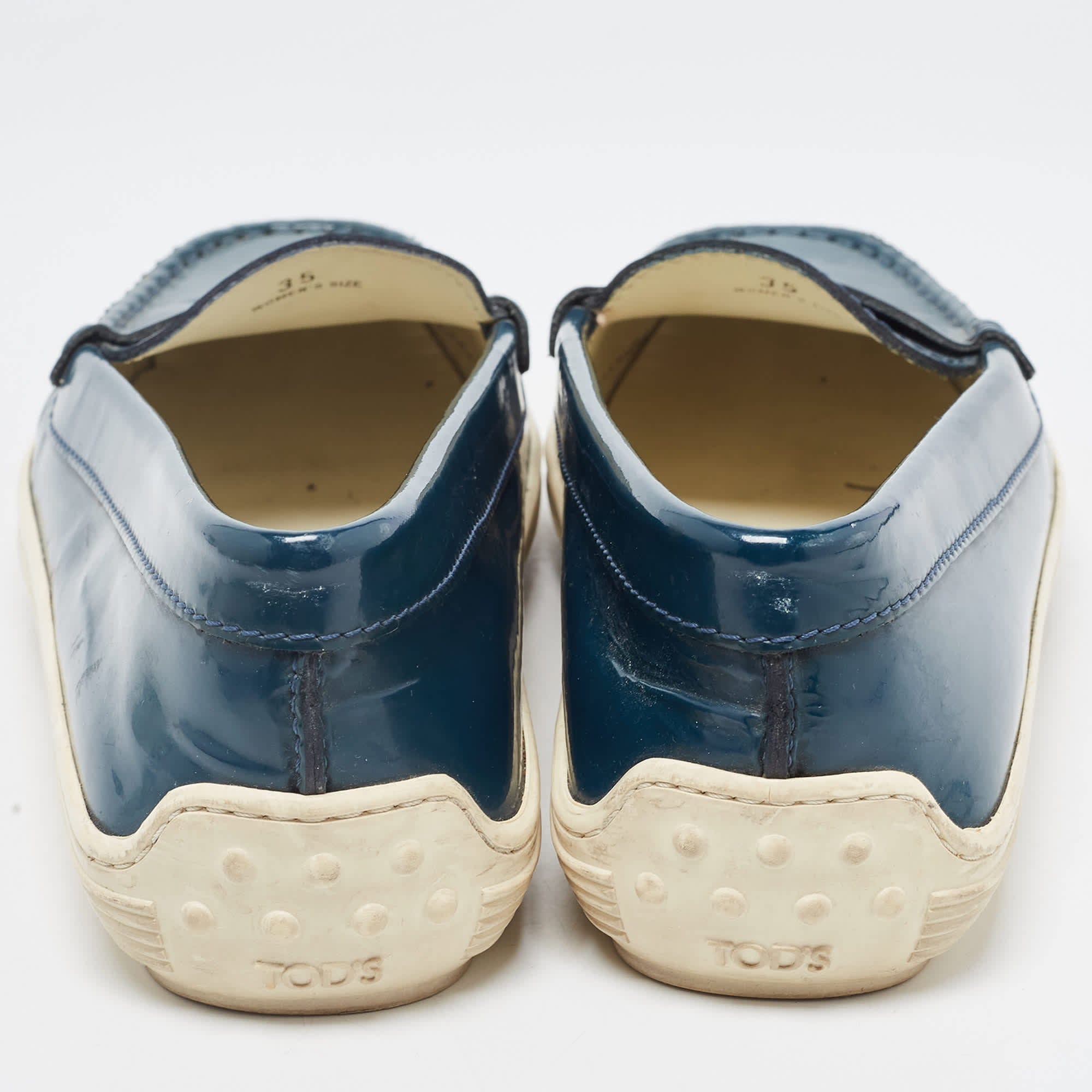 Tod's Teal Patent Leather Penny Loafers