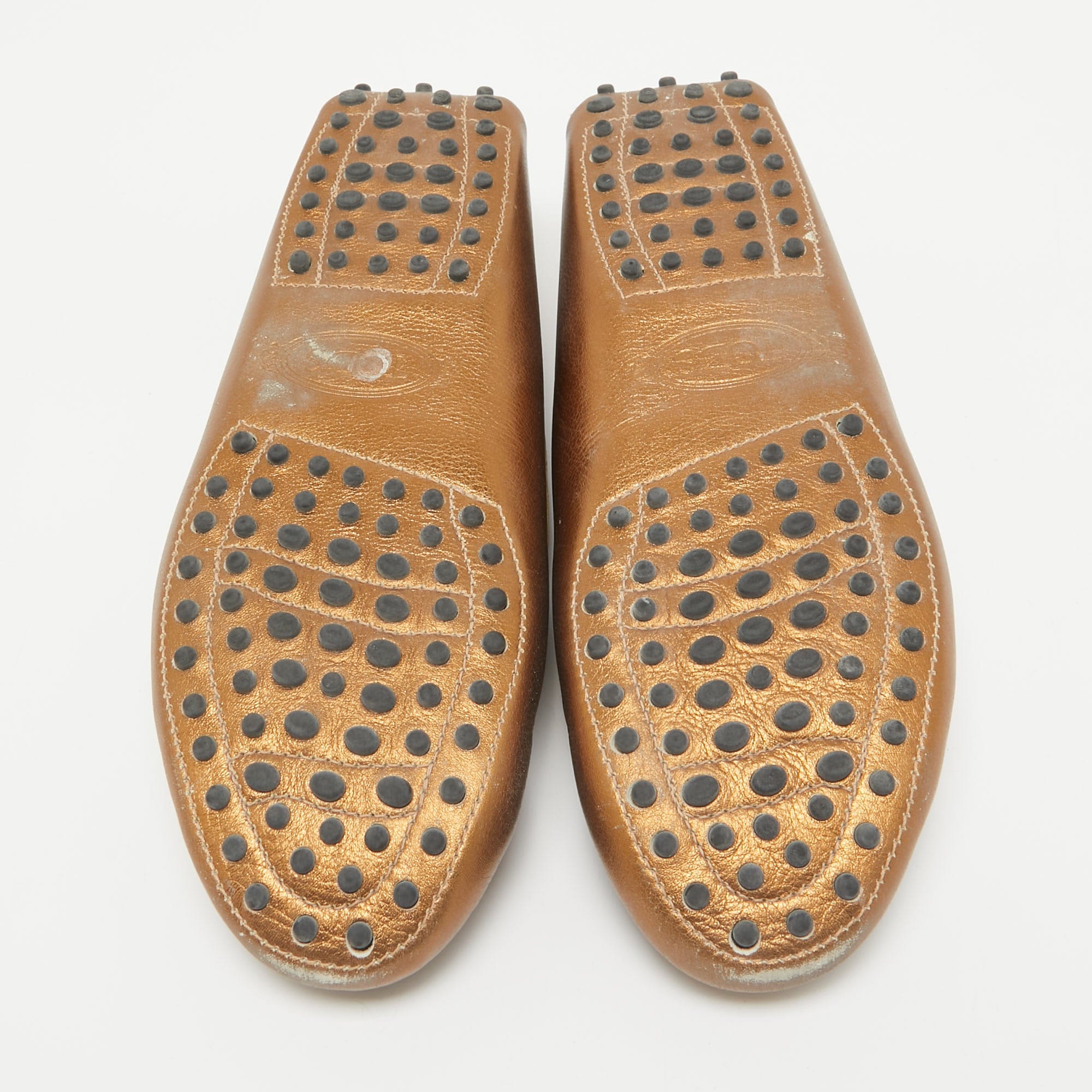 Tod's Golden Brown Leather Penny Slip On Loafers